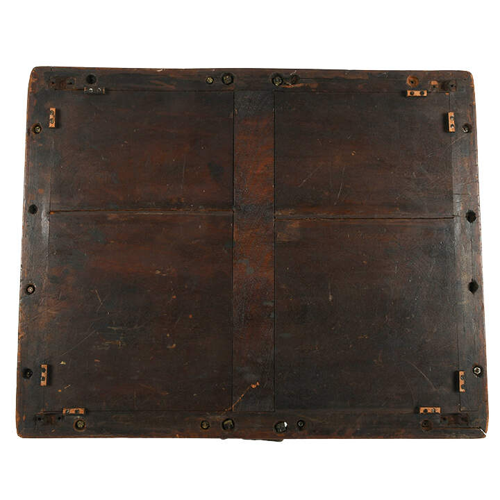 Antique Bronze and Wood Serving Tray-7