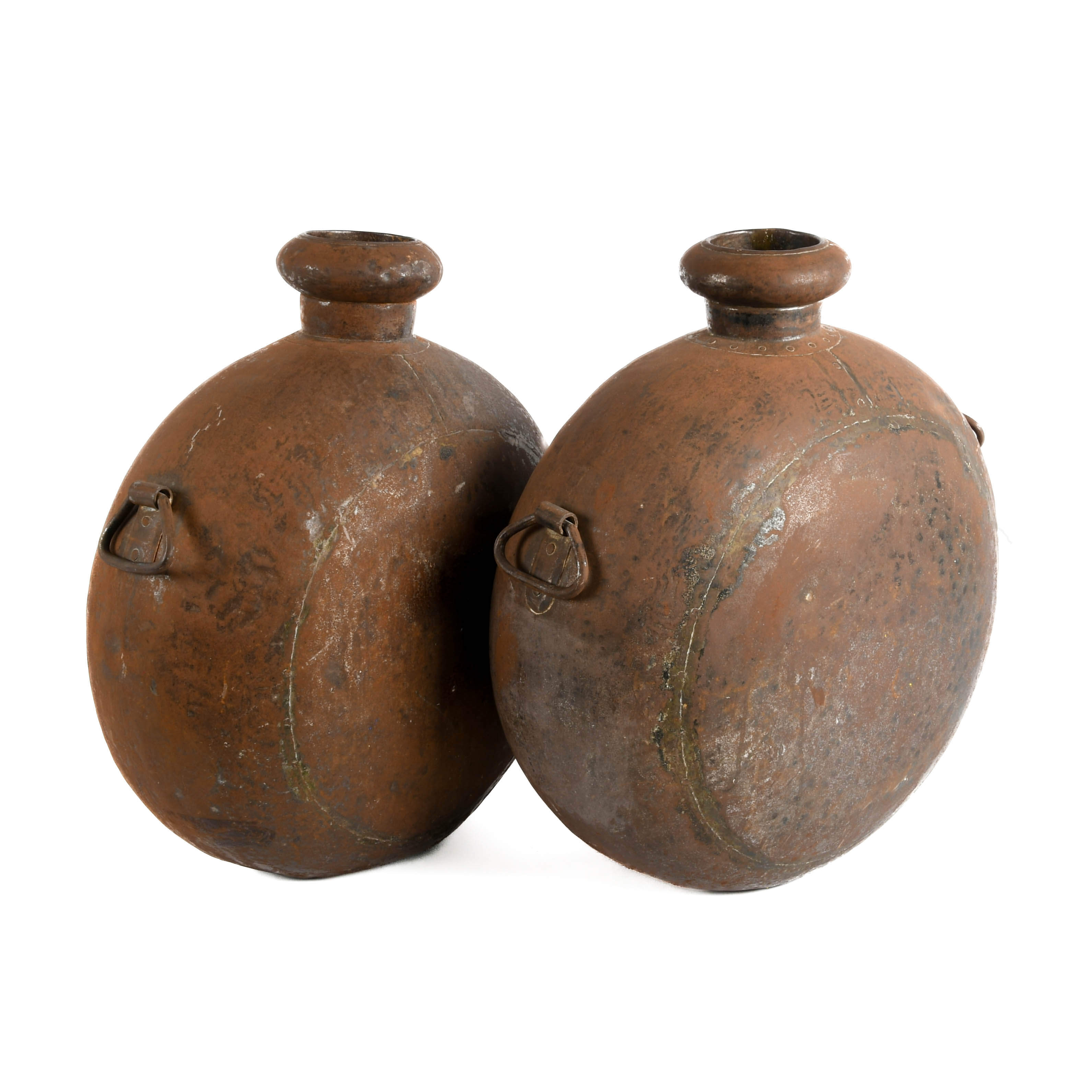Pair of Oversize Rustic Metal Water Vessels-3