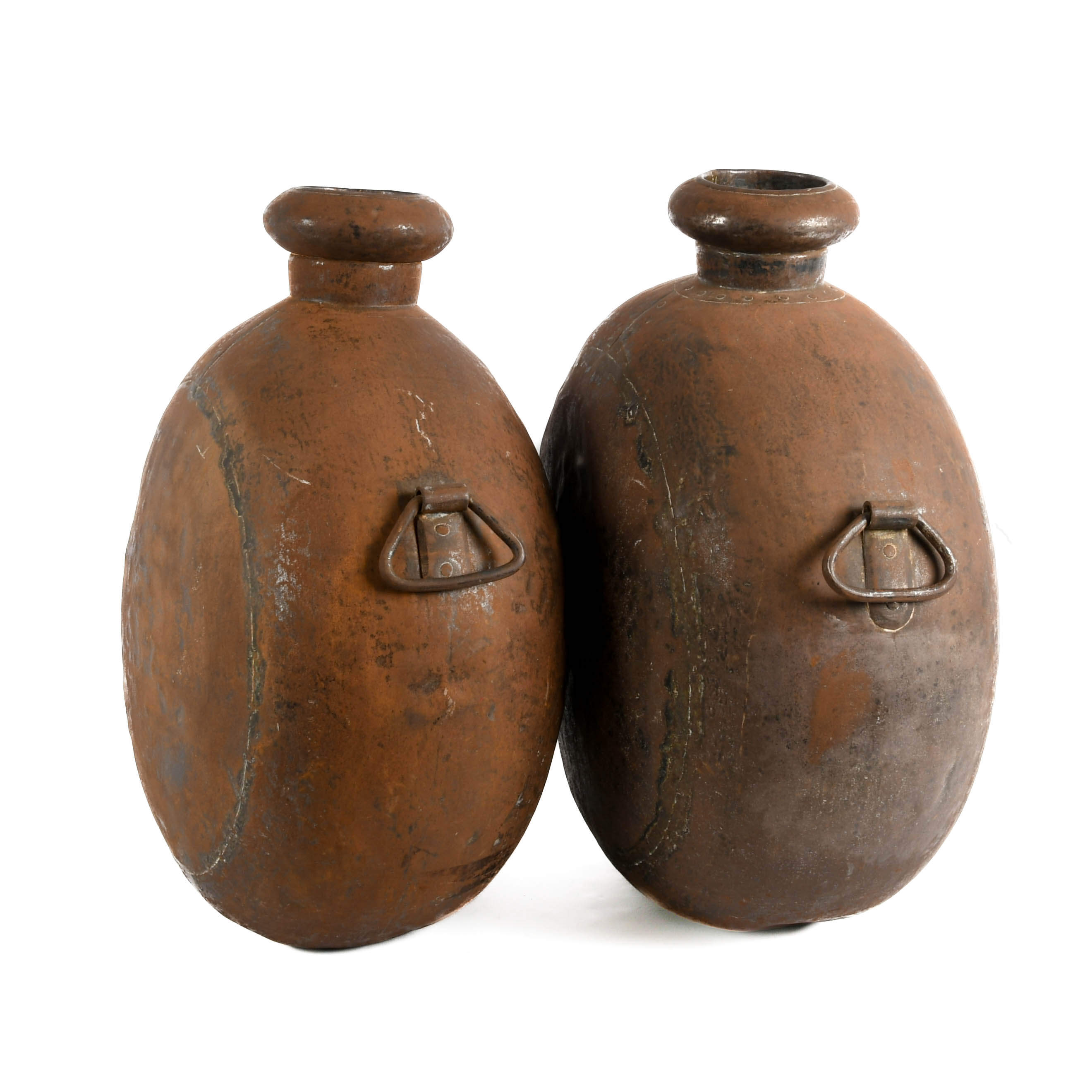 Pair of Oversize Rustic Metal Water Vessels-2
