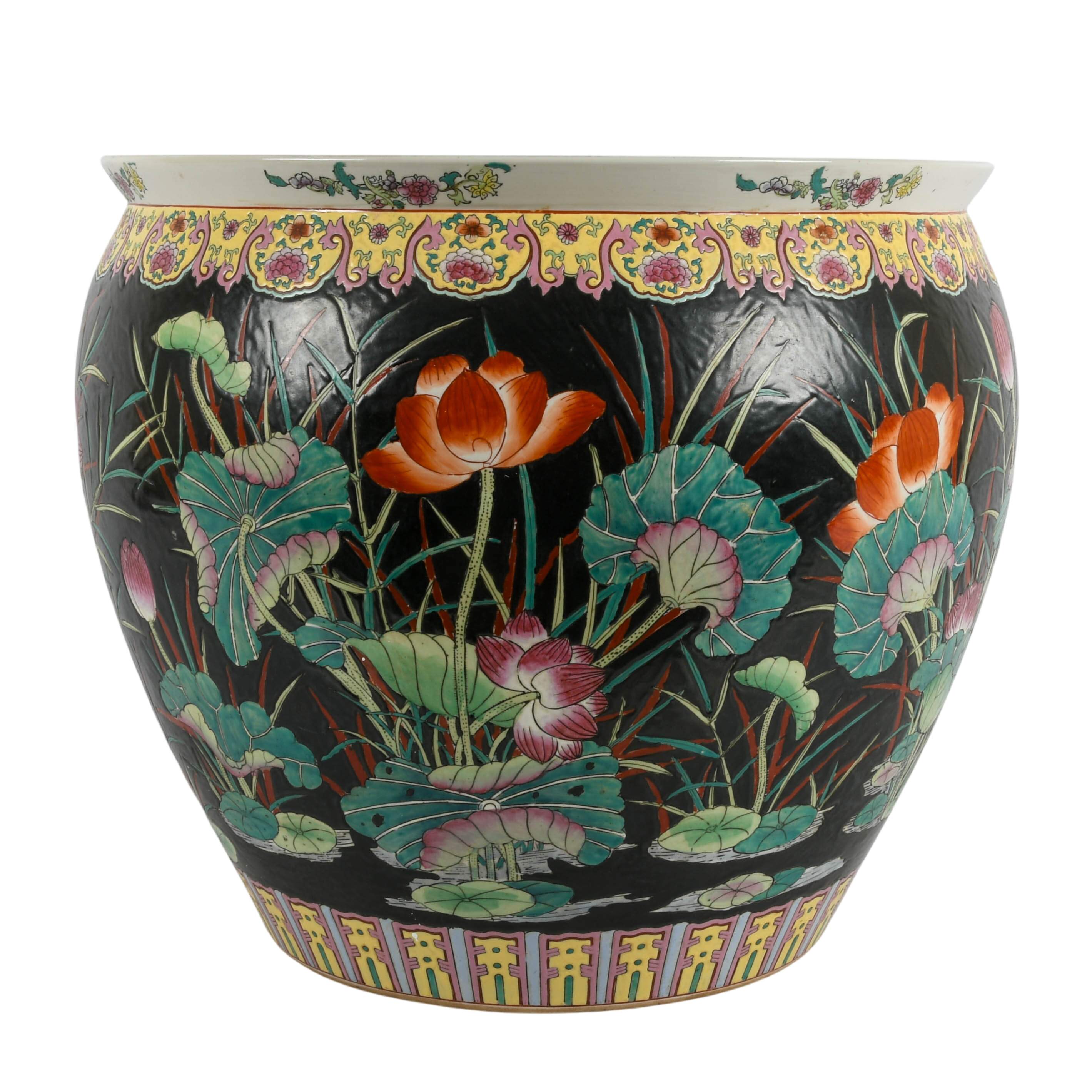 Large Chinese Porcelain Fishbowl Planter-4