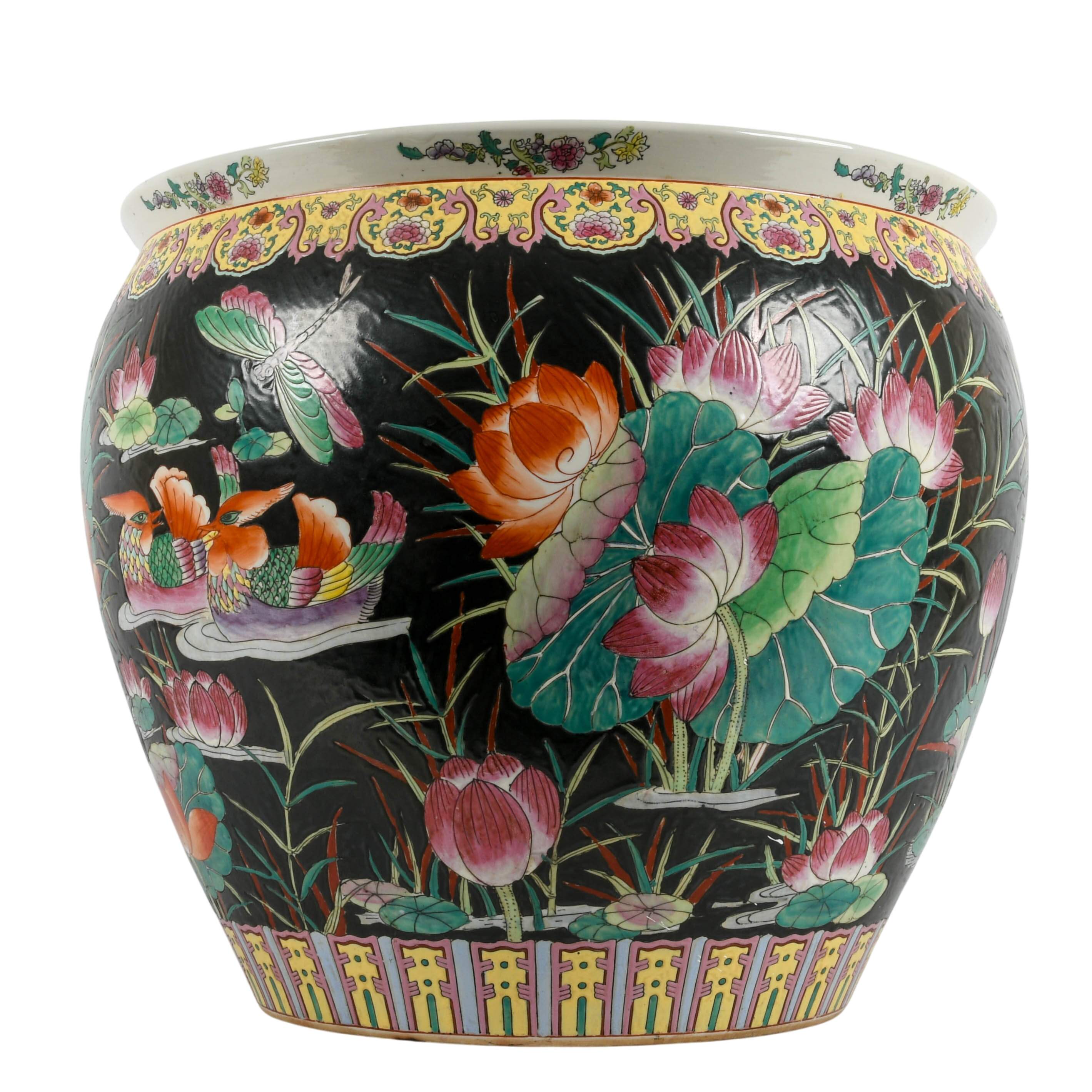 Large Chinese Porcelain Fishbowl Planter-2