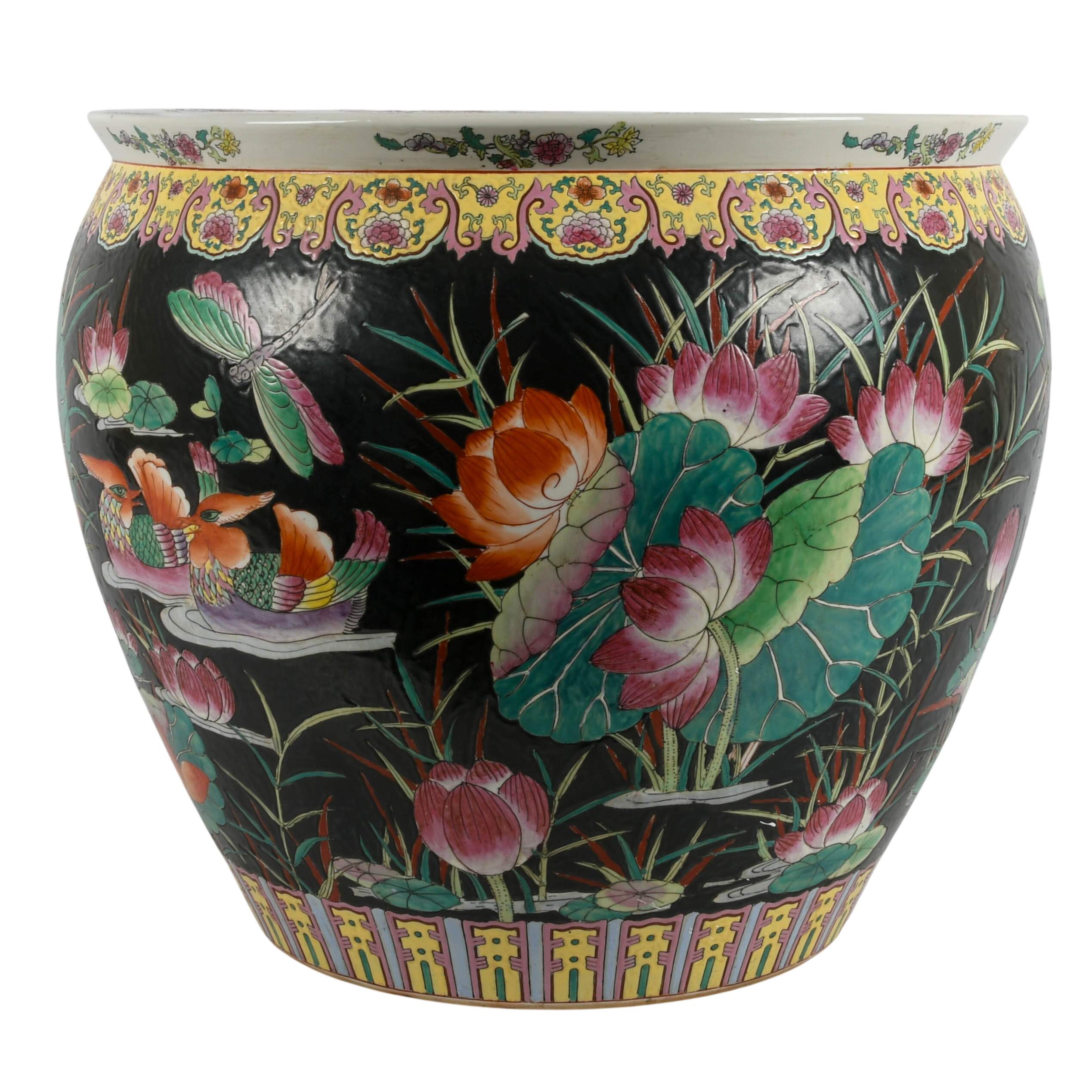 Large Chinese Porcelain Fishbowl Planter-1