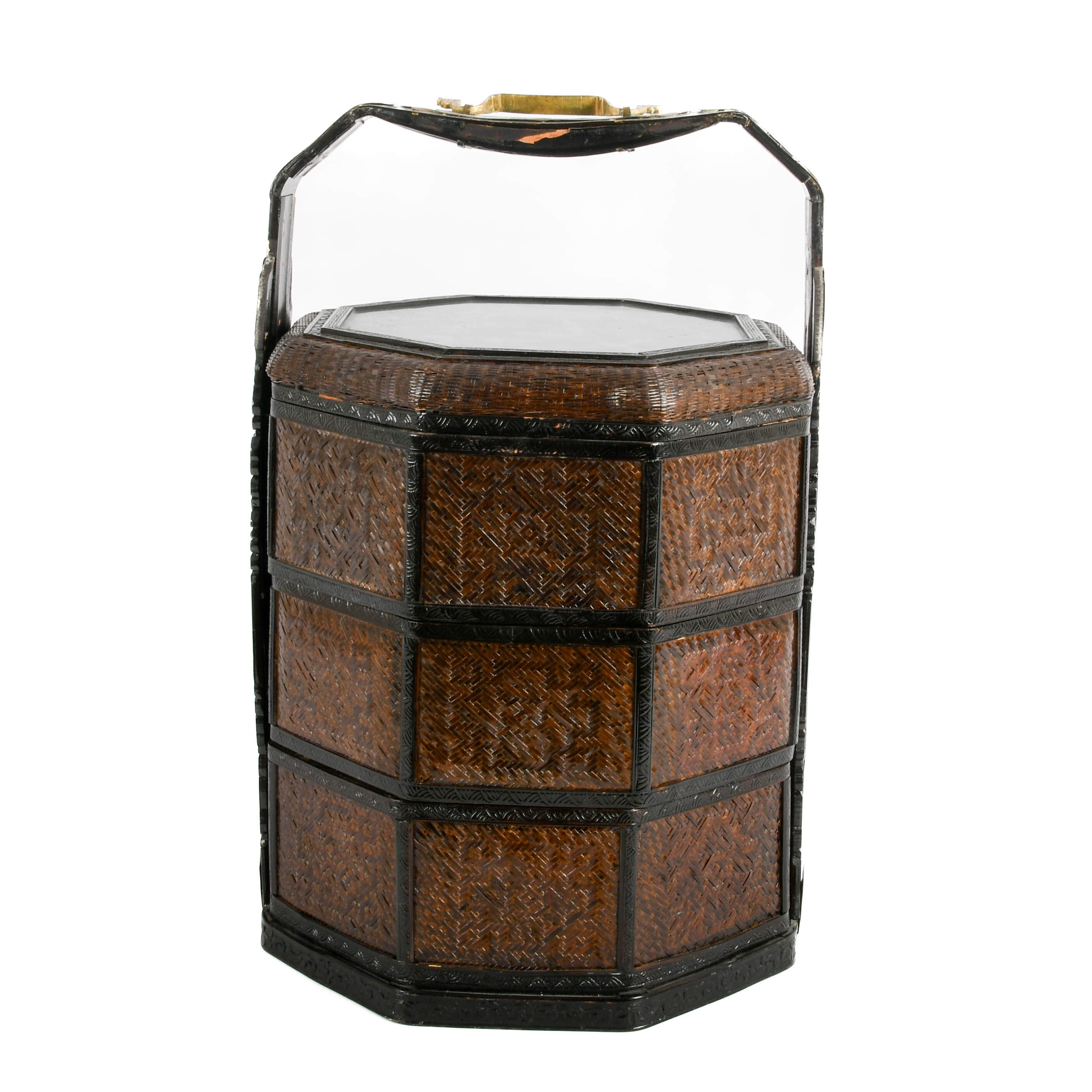 Antique Chinese Three-Tier Wicker Wedding Basket-3