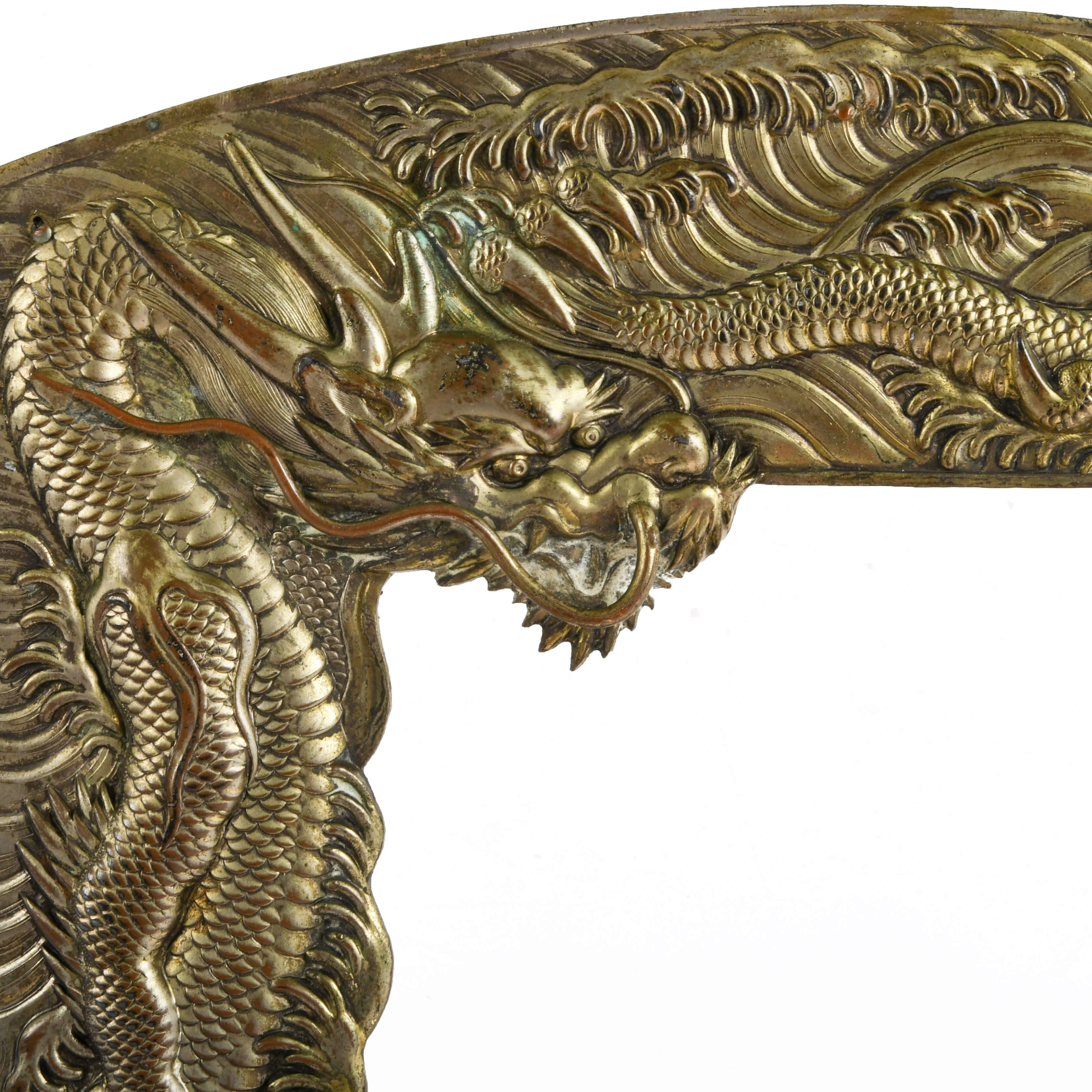 Pair of Antique Chinese Metal Dragon Picture Frames-2