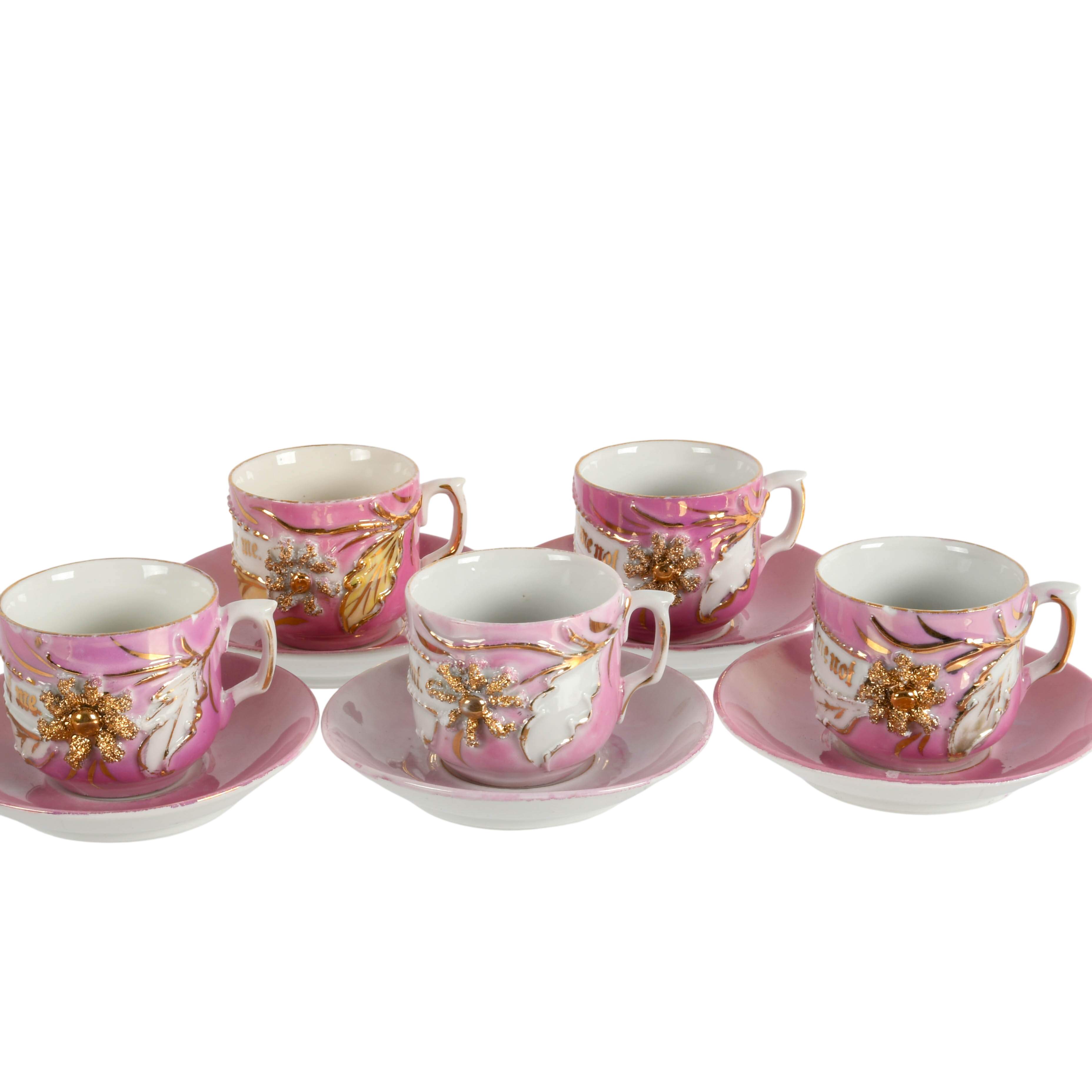 Antique Five-Piece German Sweet Nothings Demitasse Cup and Saucer Sets-8