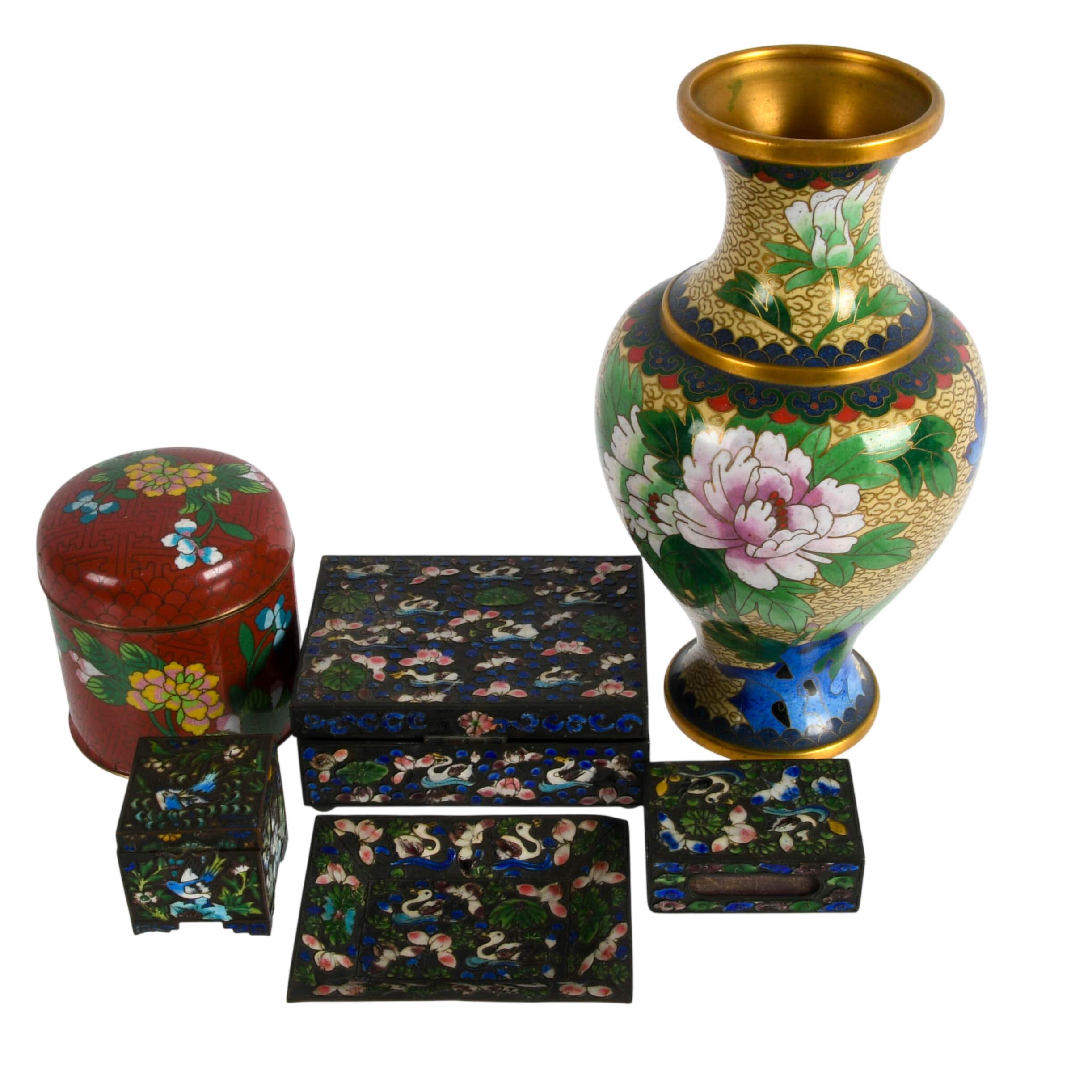 Six-Piece Chinese Cloisonné Enamel Lot-1