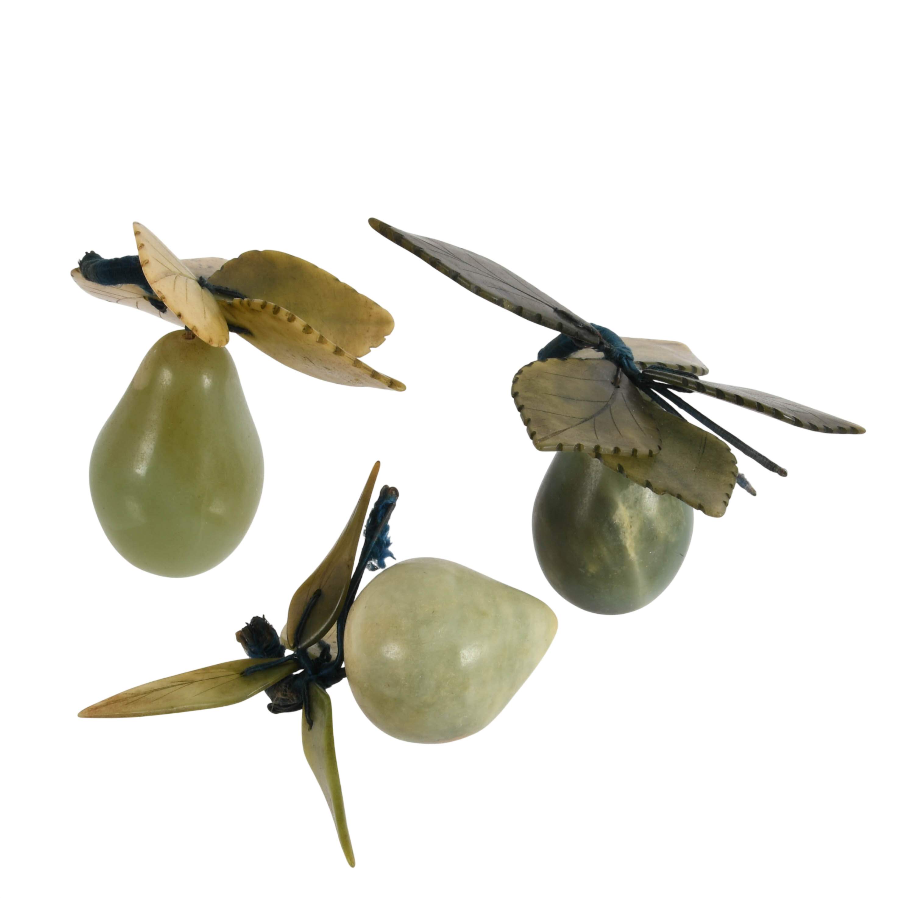 Three-Piece Grouping of Chinese Nephrite Jade Pears-5