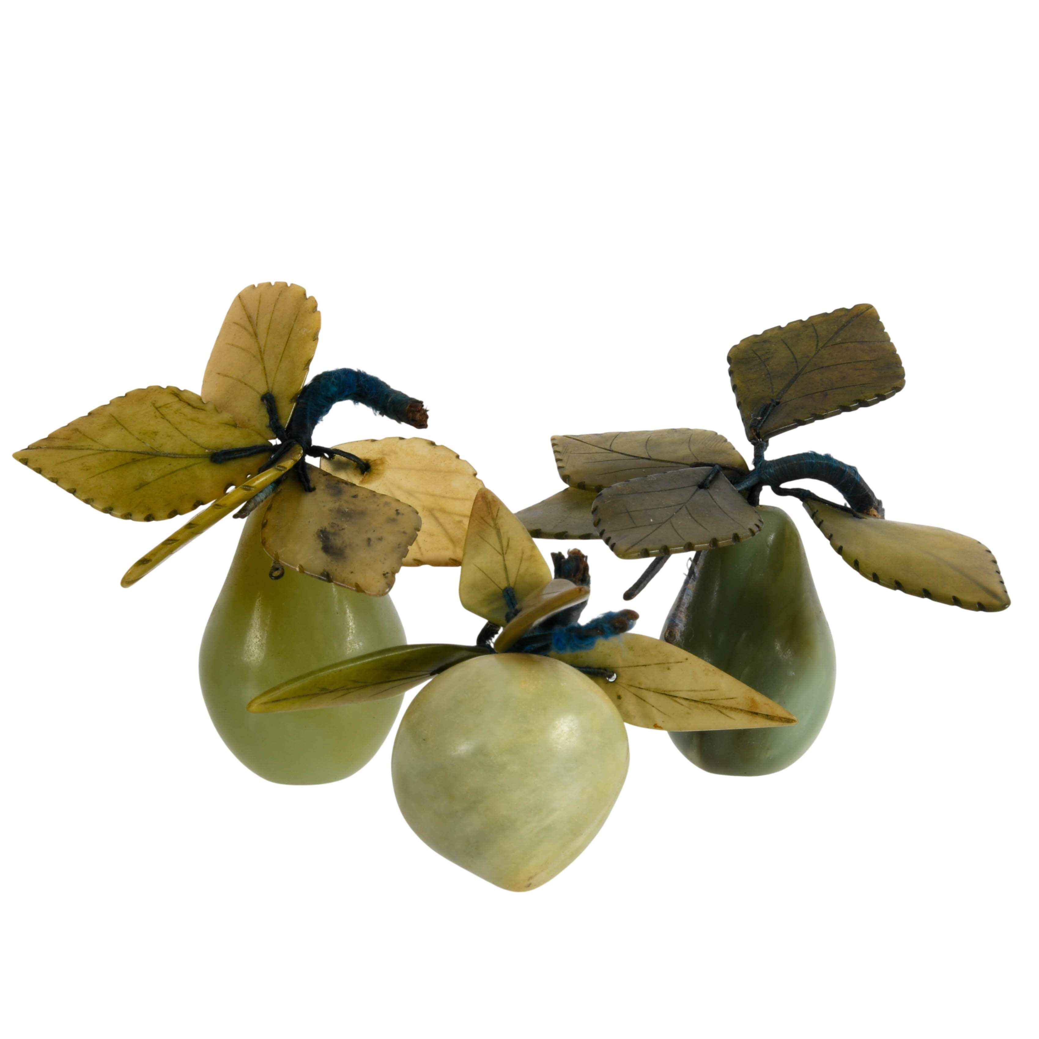 Three-Piece Grouping of Chinese Nephrite Jade Pears-2