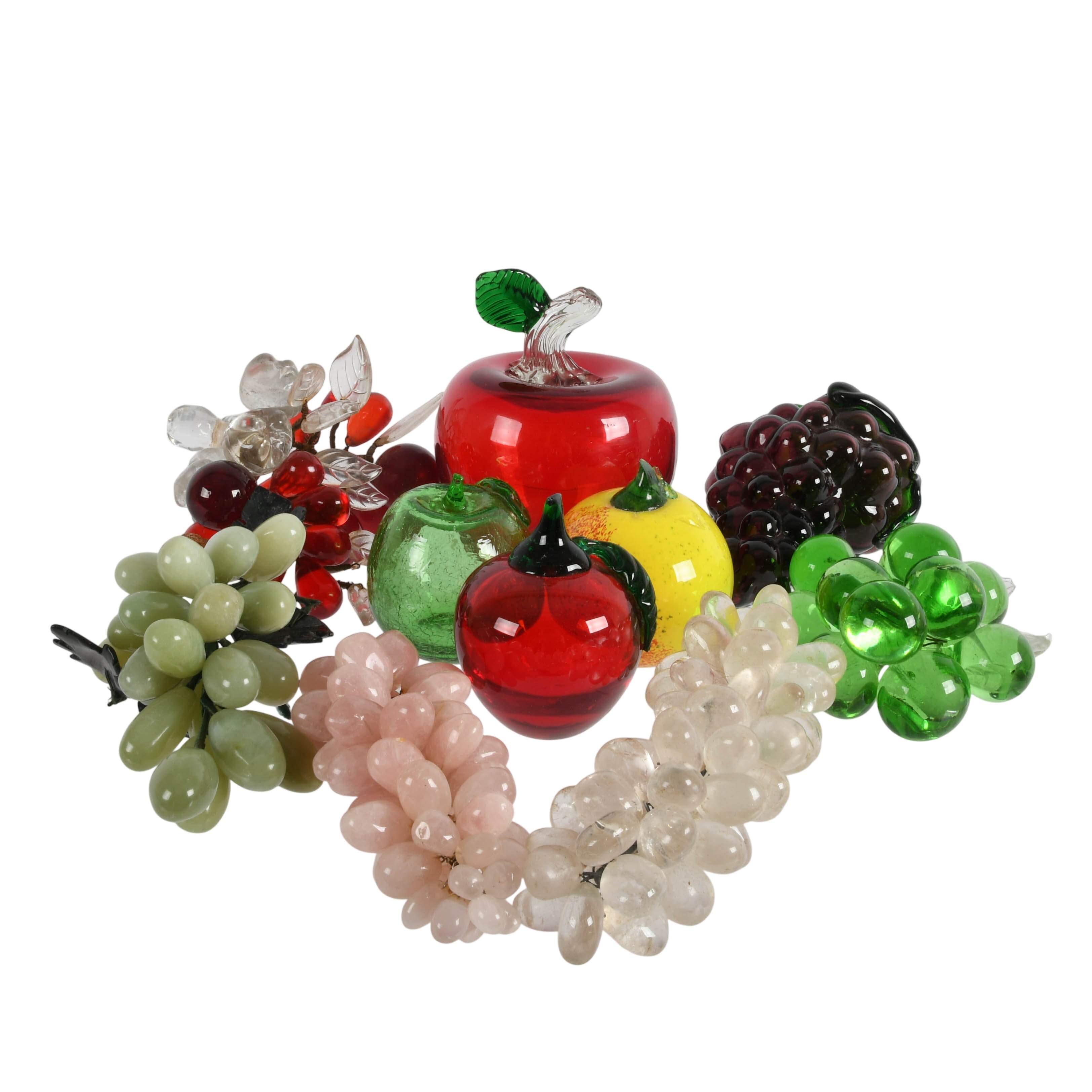 Grouping of Glass and Stone Apples and Grapes-3