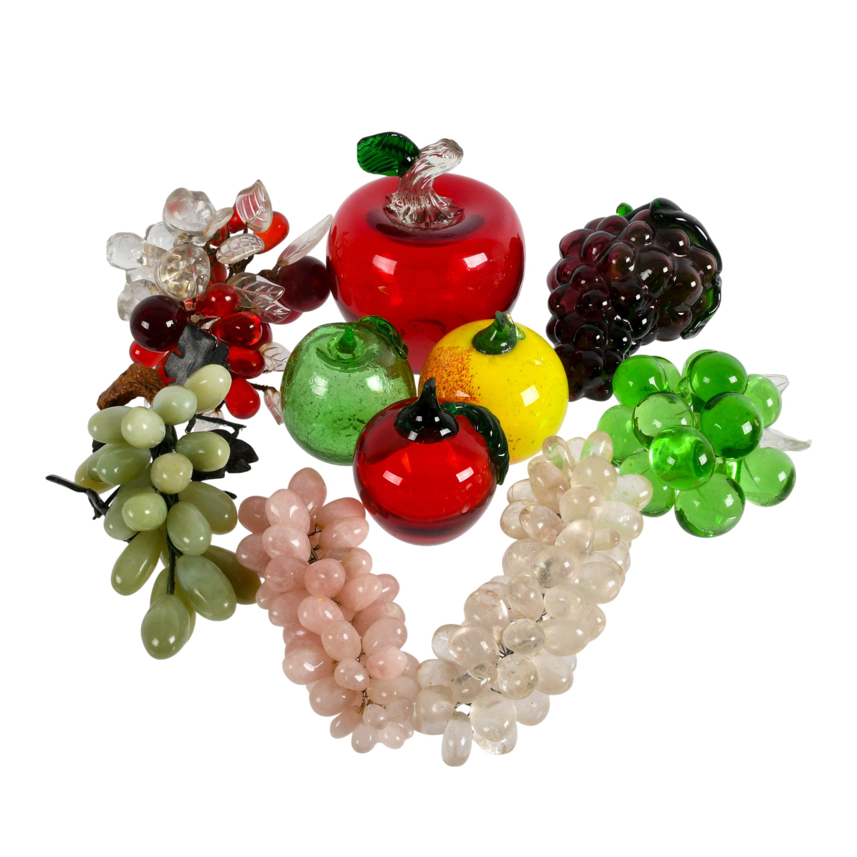 Grouping of Glass and Stone Apples and Grapes-2