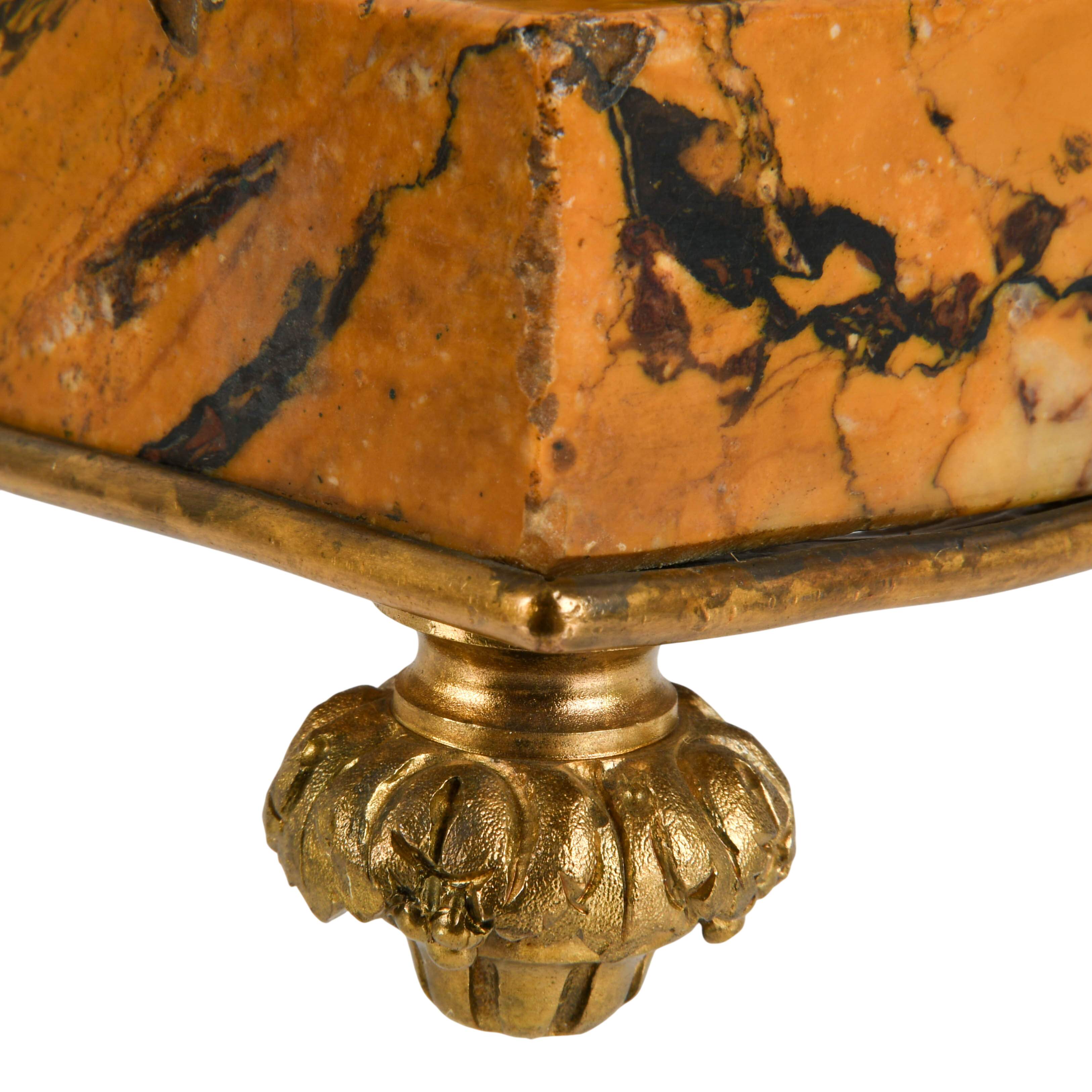 French Doré Bronze Figural Inkwell on Marble Base-9