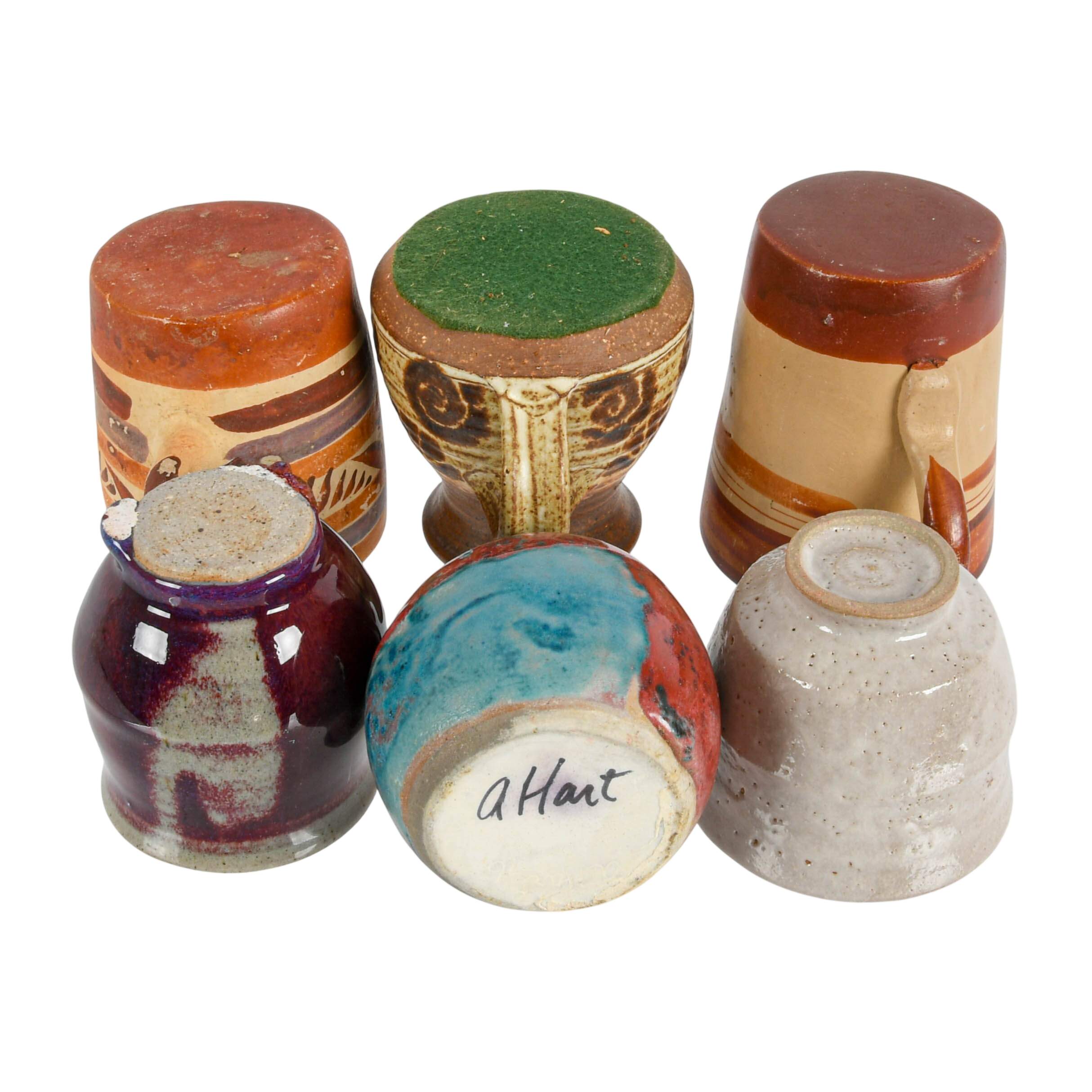 Grouping of Signed Studio Art Pottery Cups and Vases-7