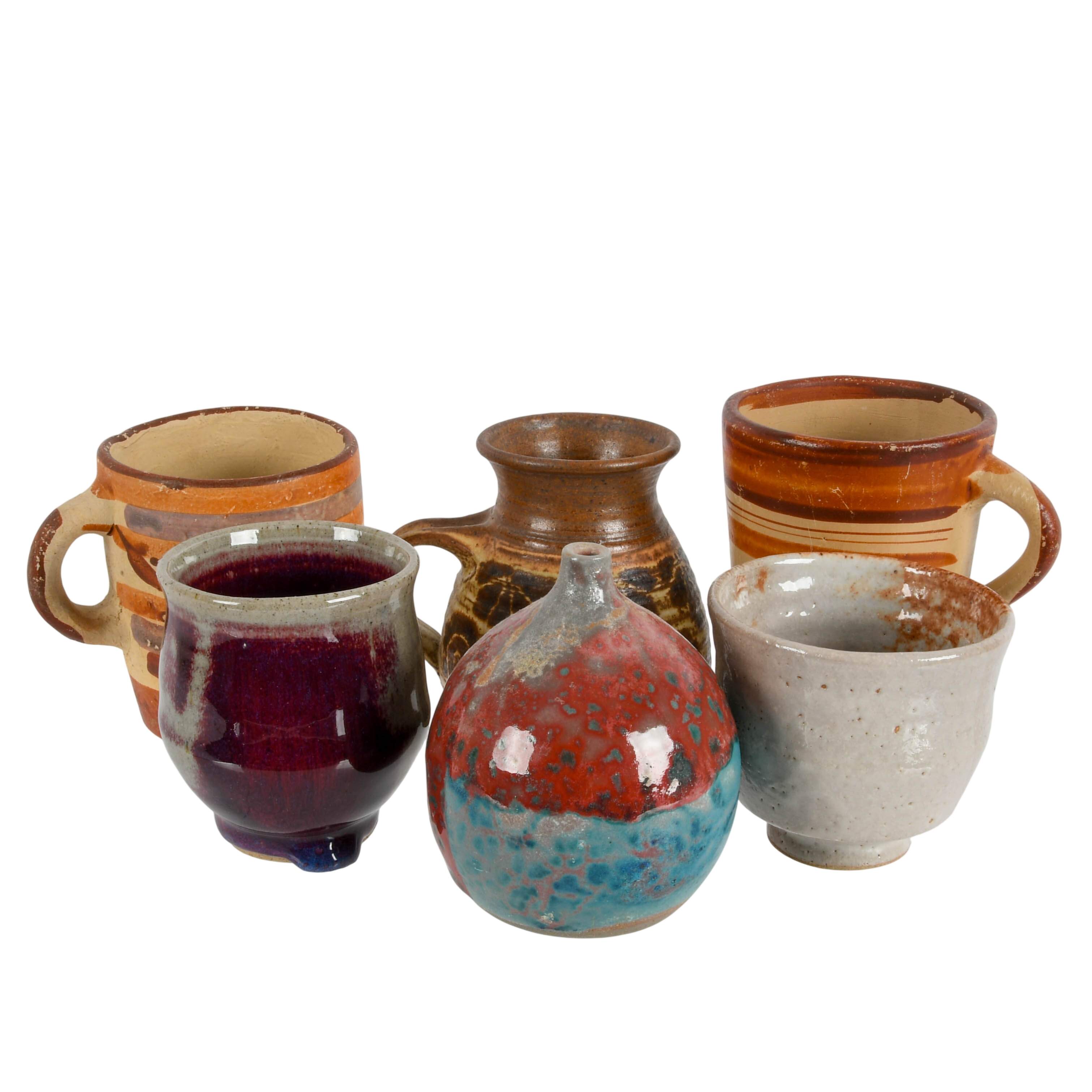 Grouping of Signed Studio Art Pottery Cups and Vases-1