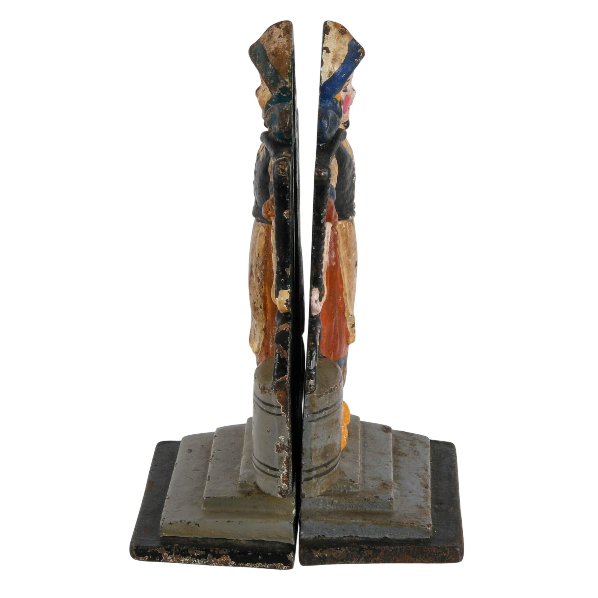 Pair of Antique Dutch Milkmaids with Buckets Bookends-7