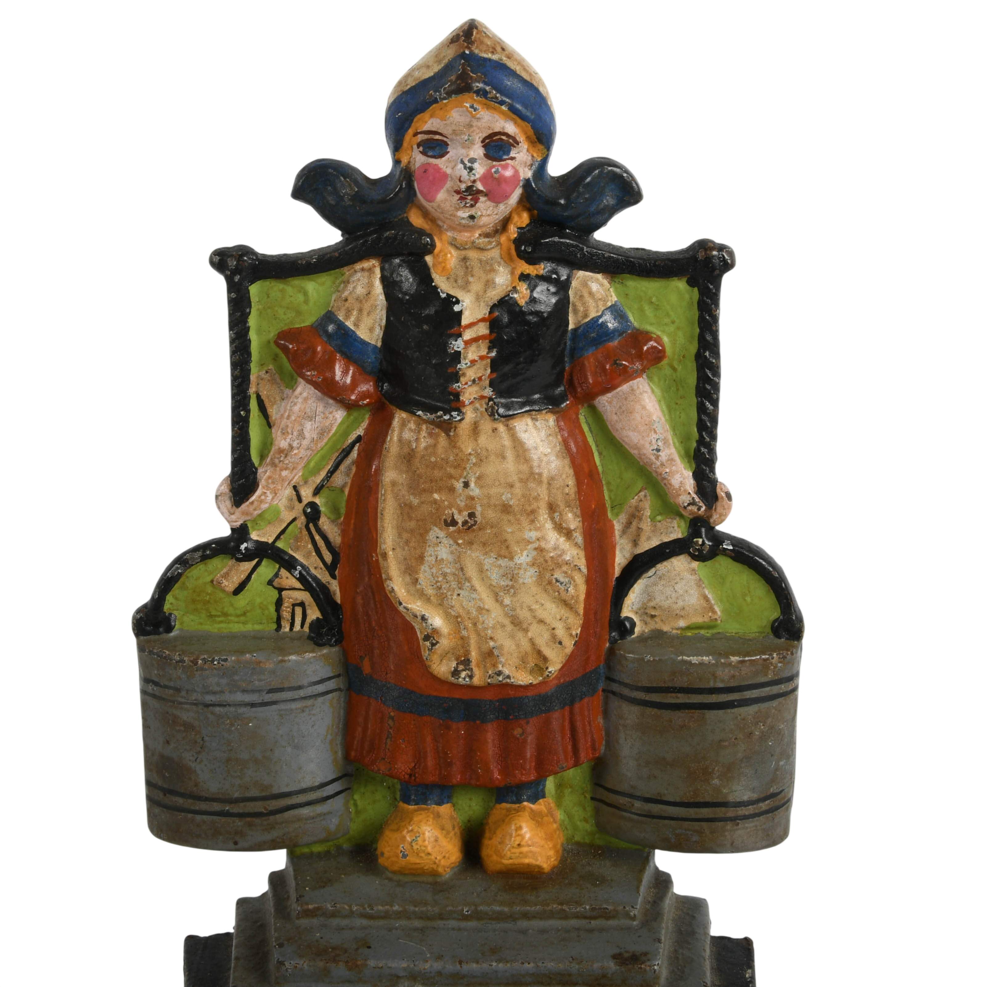 Pair of Antique Dutch Milkmaids with Buckets Bookends-5