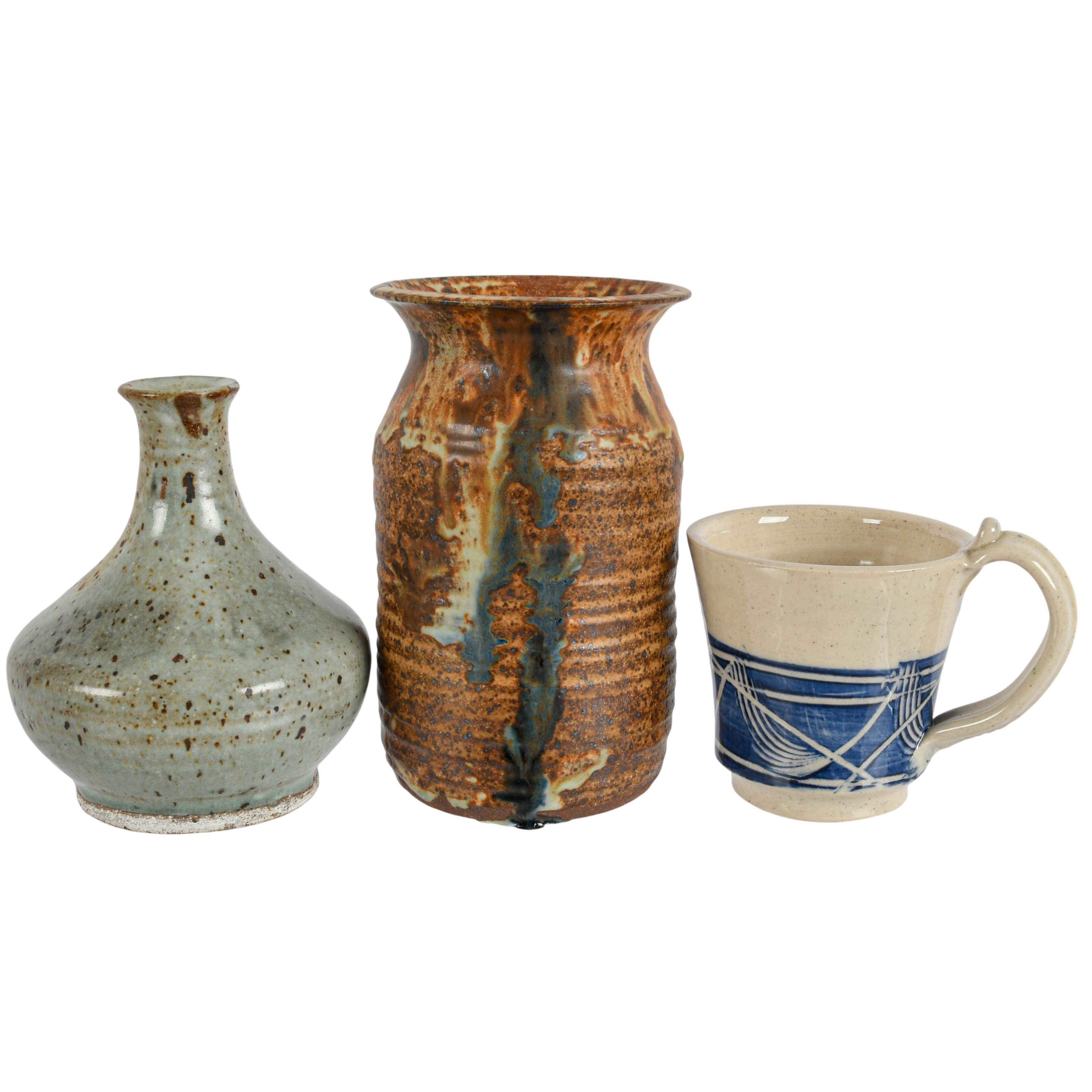 Grouping of Signed Studio Art Pottery Pieces-3