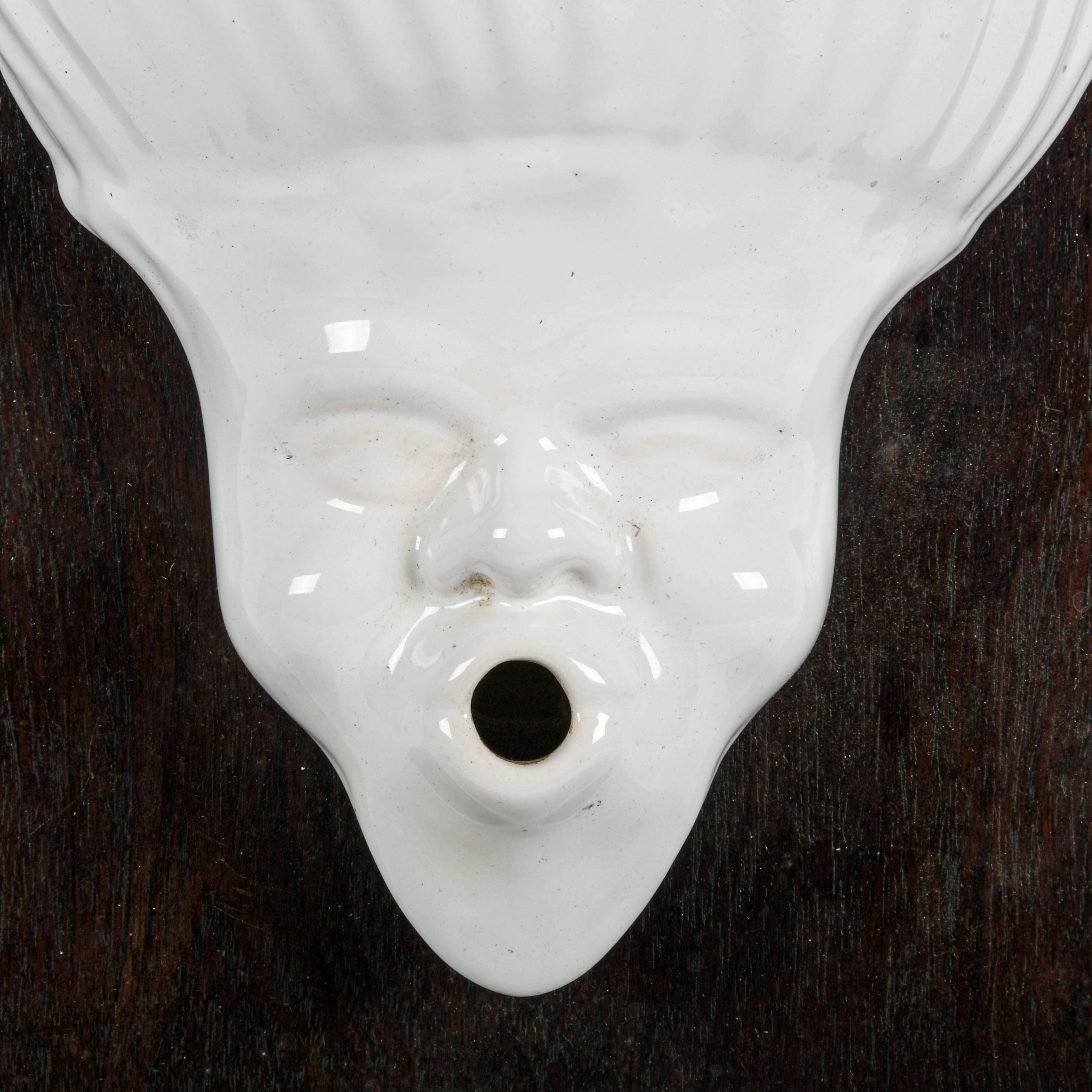 Italian Figural Motif Ceramic and Wood Lavabo Wall Fountain-3