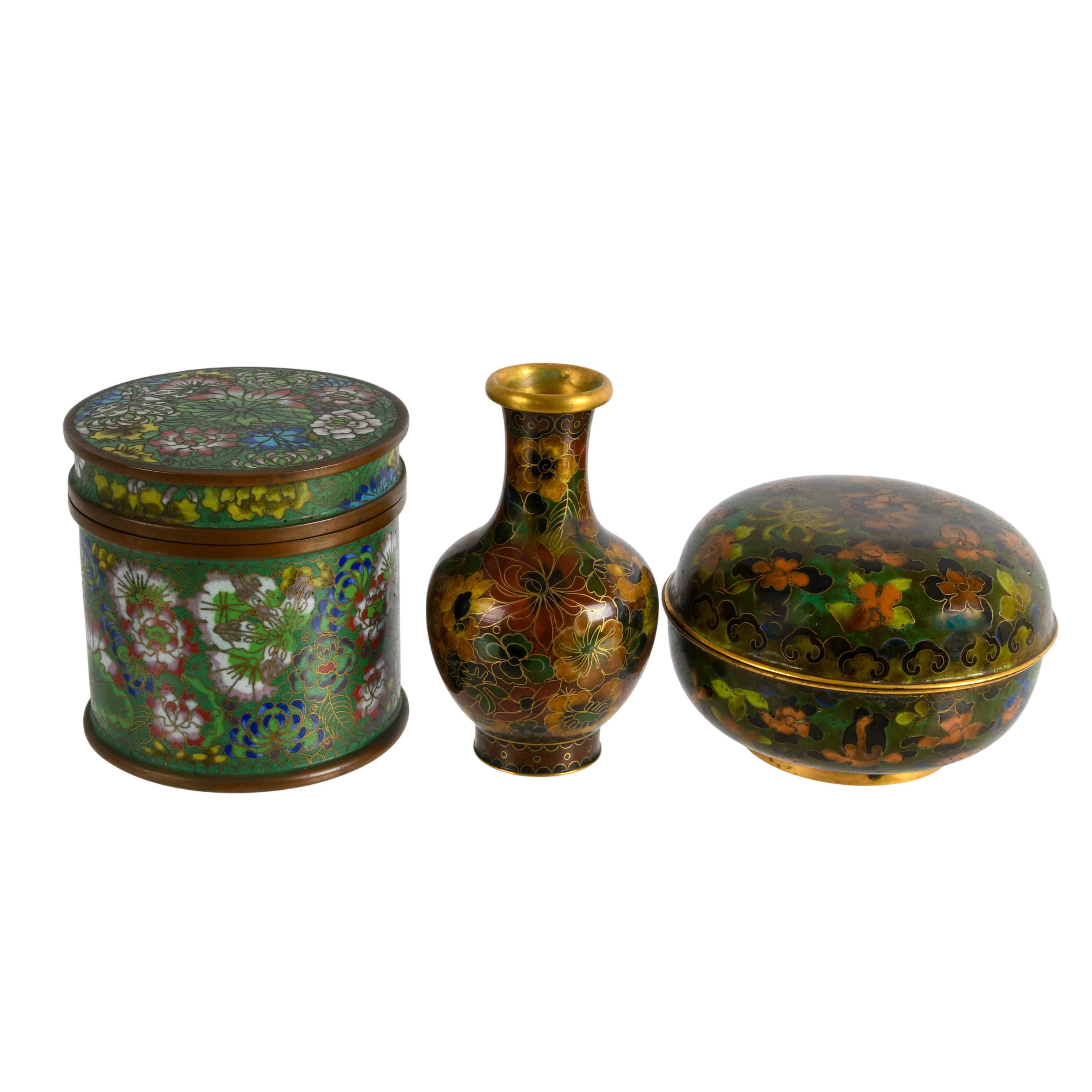 Grouping of Three Chinese Cloisonné Items-1