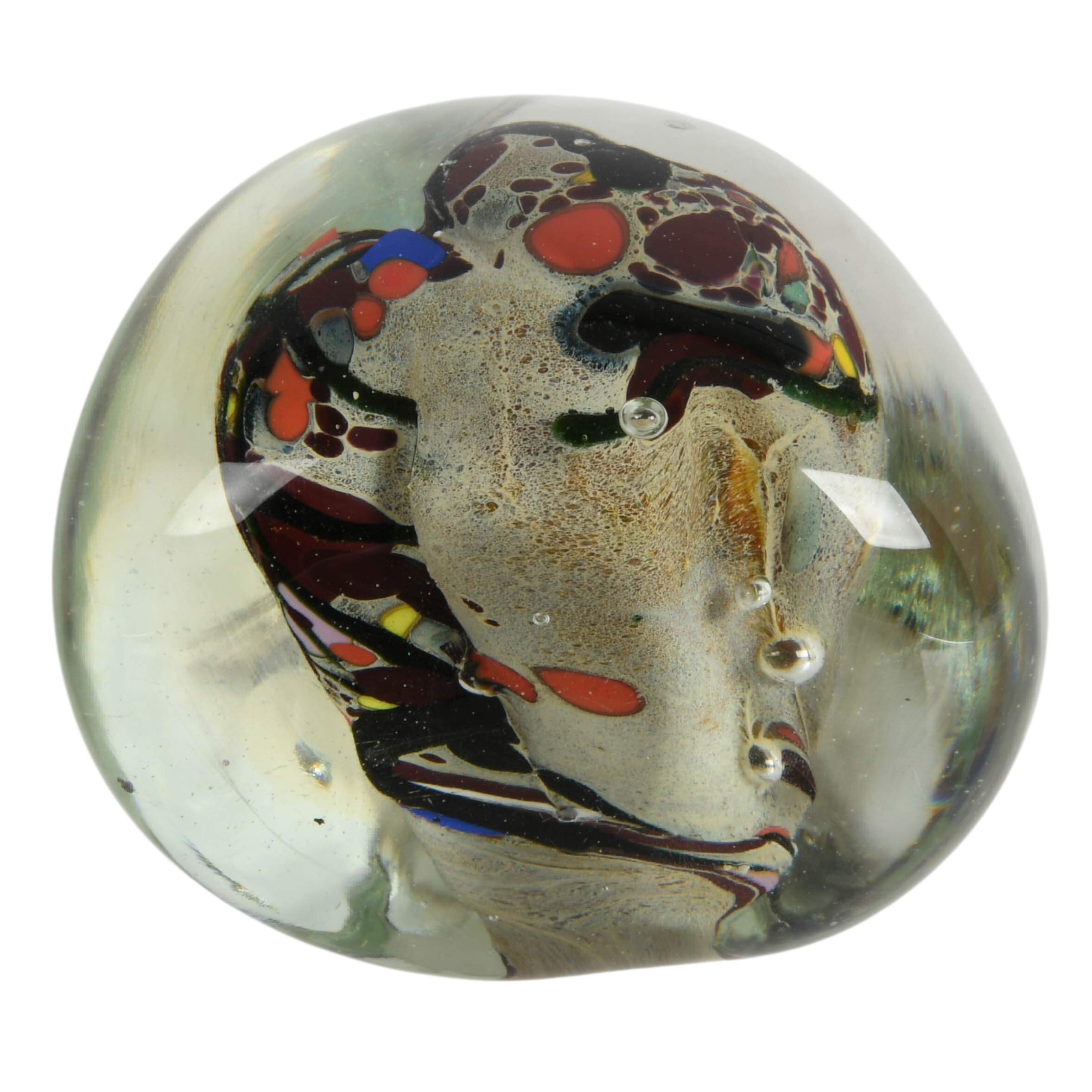 Murano Millefiori Apple and Signed Glass Paperweight-5