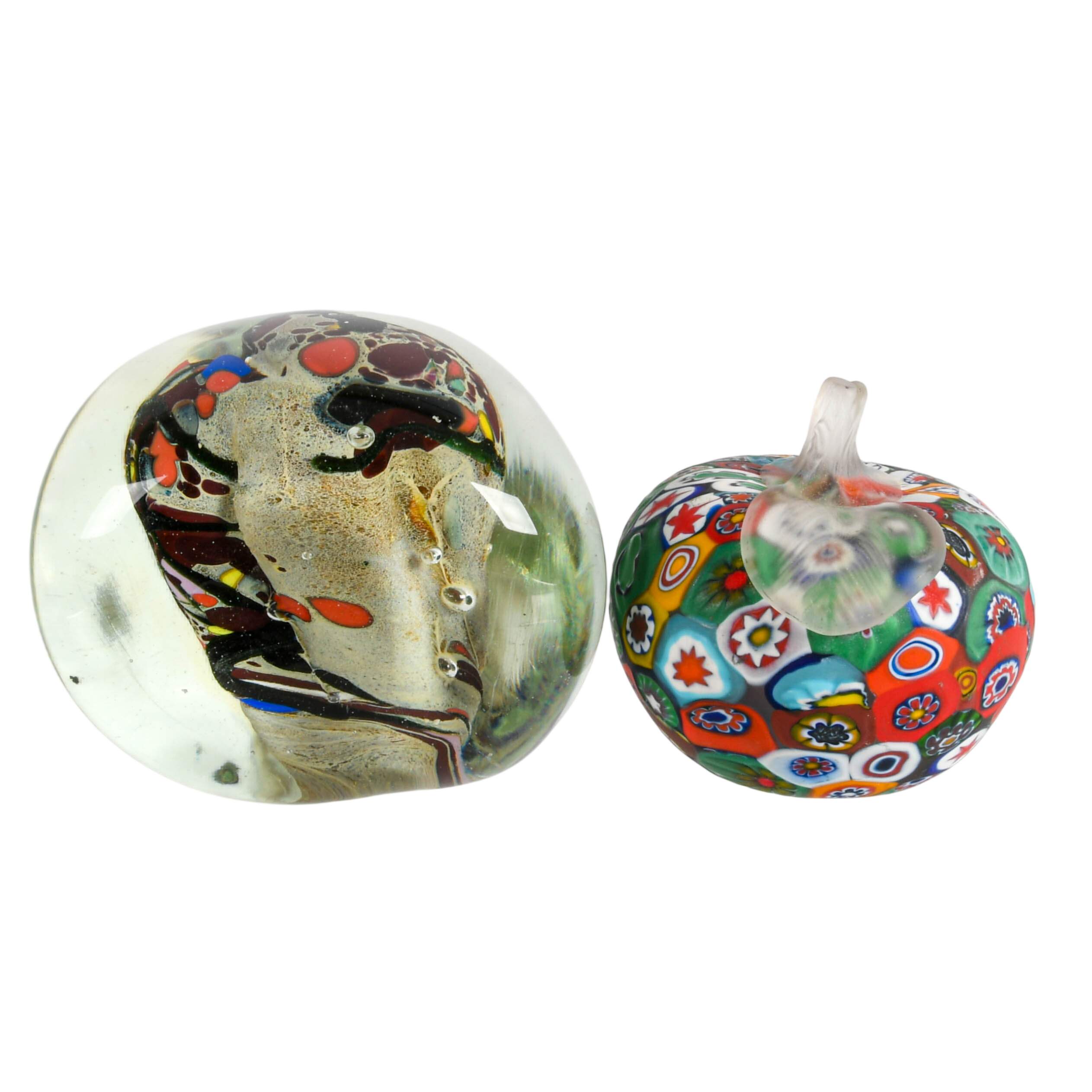 Murano Millefiori Apple and Signed Glass Paperweight-3