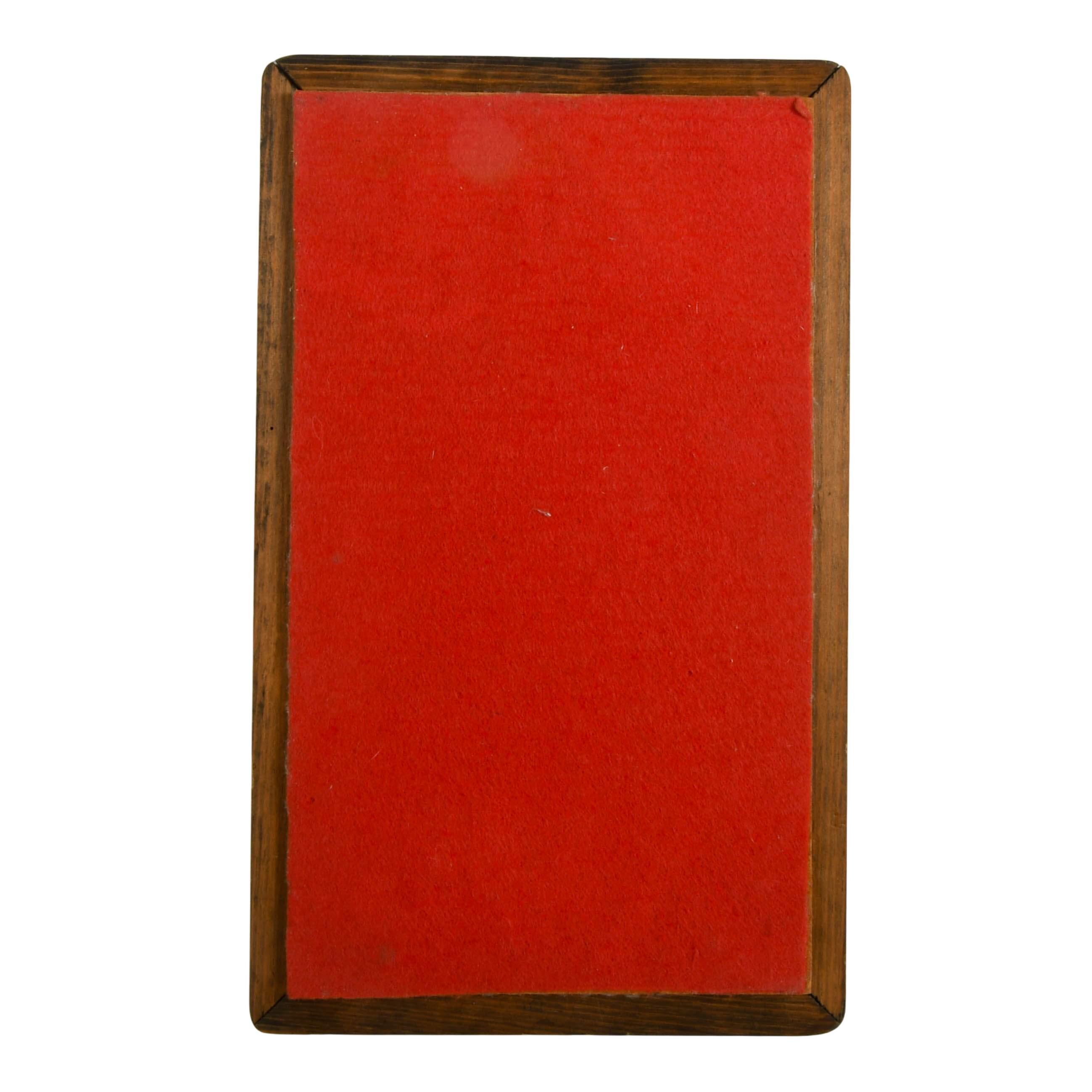 Antique Rectangular Wood and Marble Trivet-5