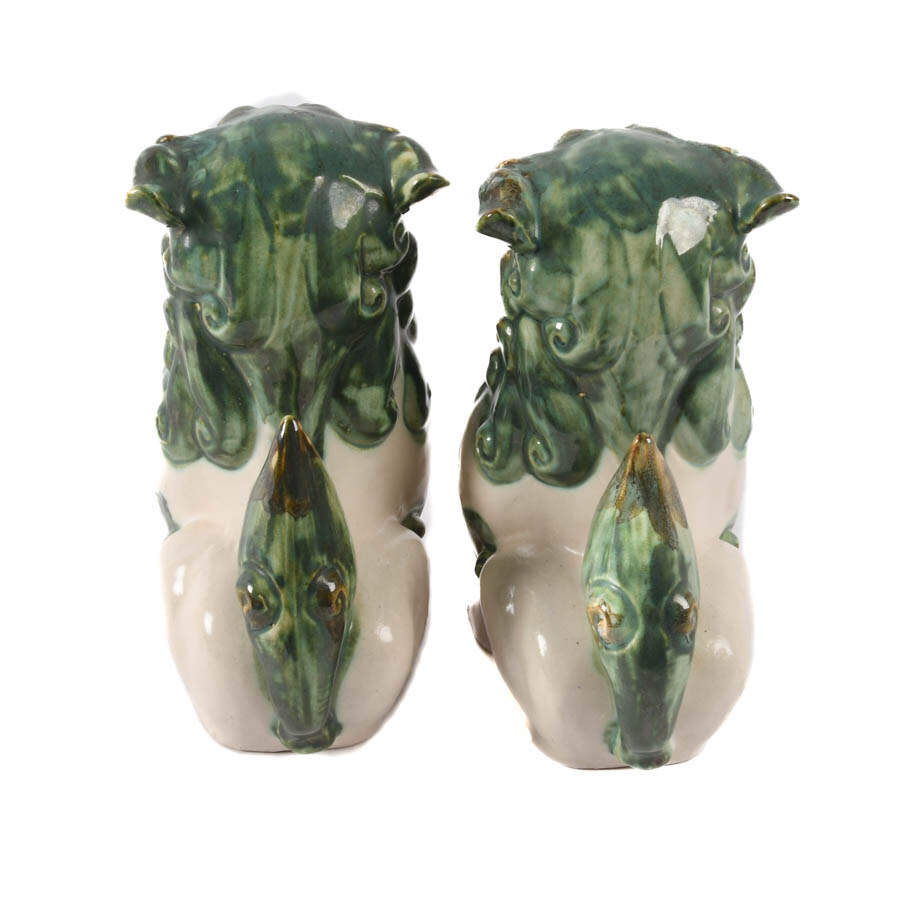 Pair of Porcelain Chinese Imperial Lions Bookends-5