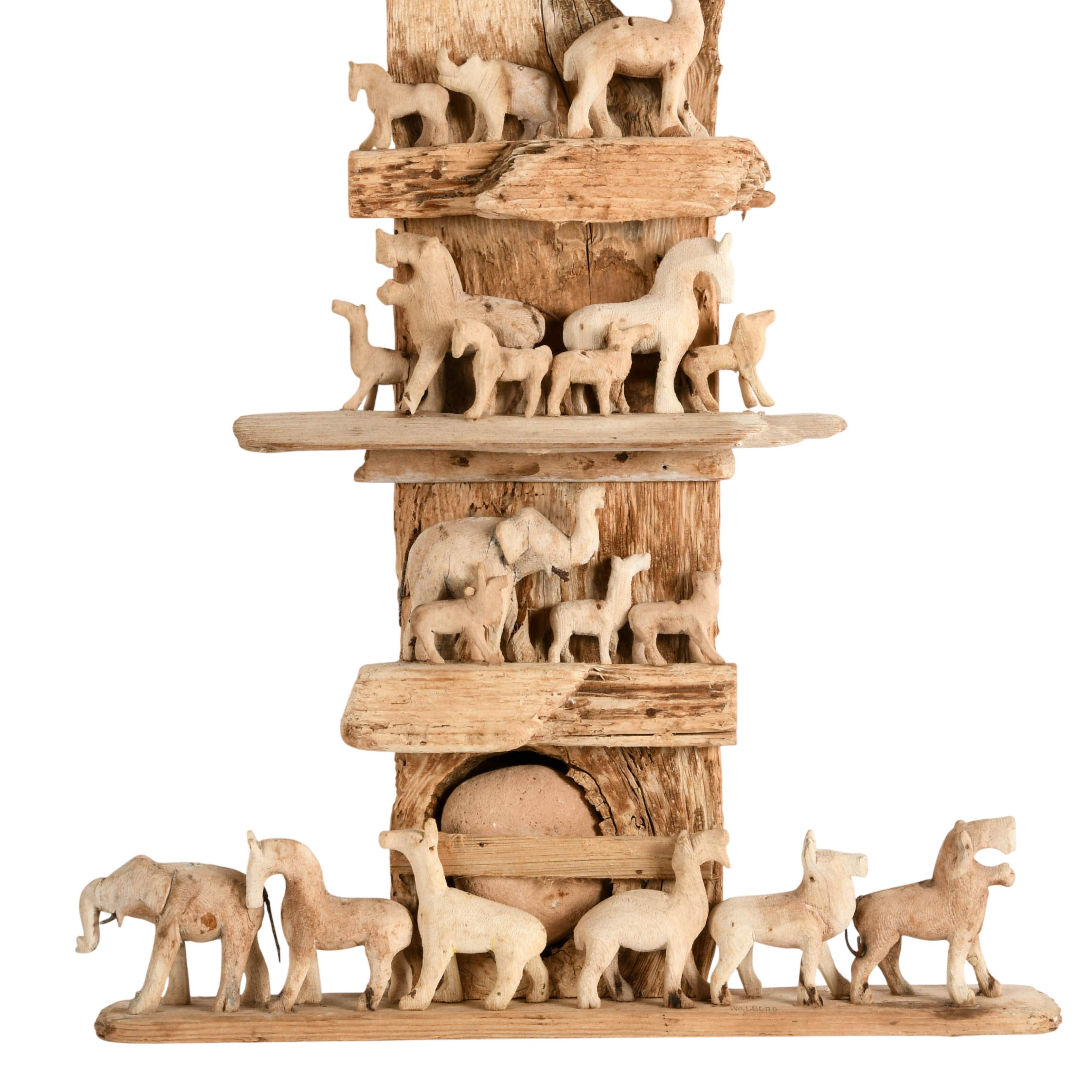 Signed Walberg Driftwood Noah's Ark Wall Hanger-4