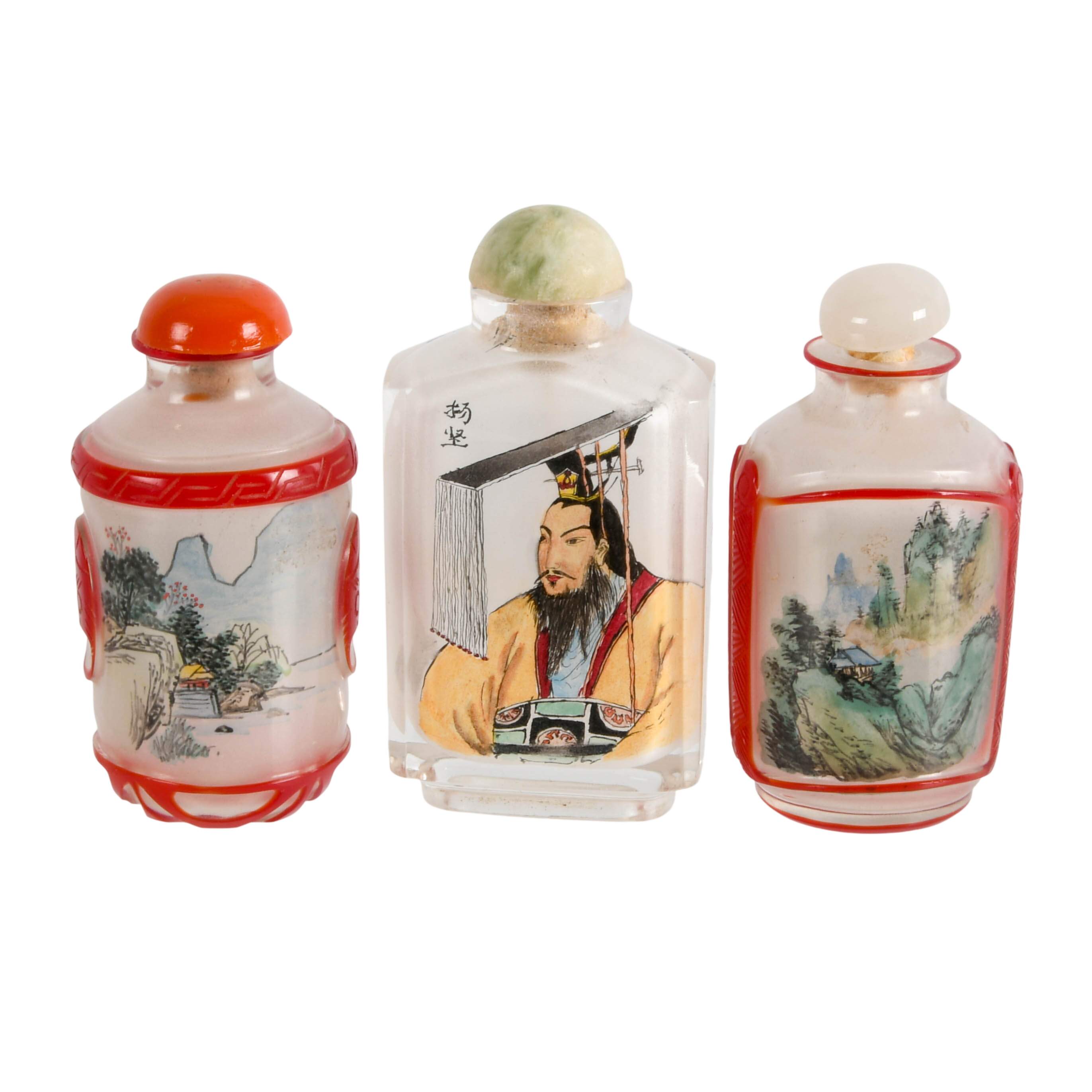 Grouping of Three Chinese Reverse Painted Glass Snuff Bottles-3