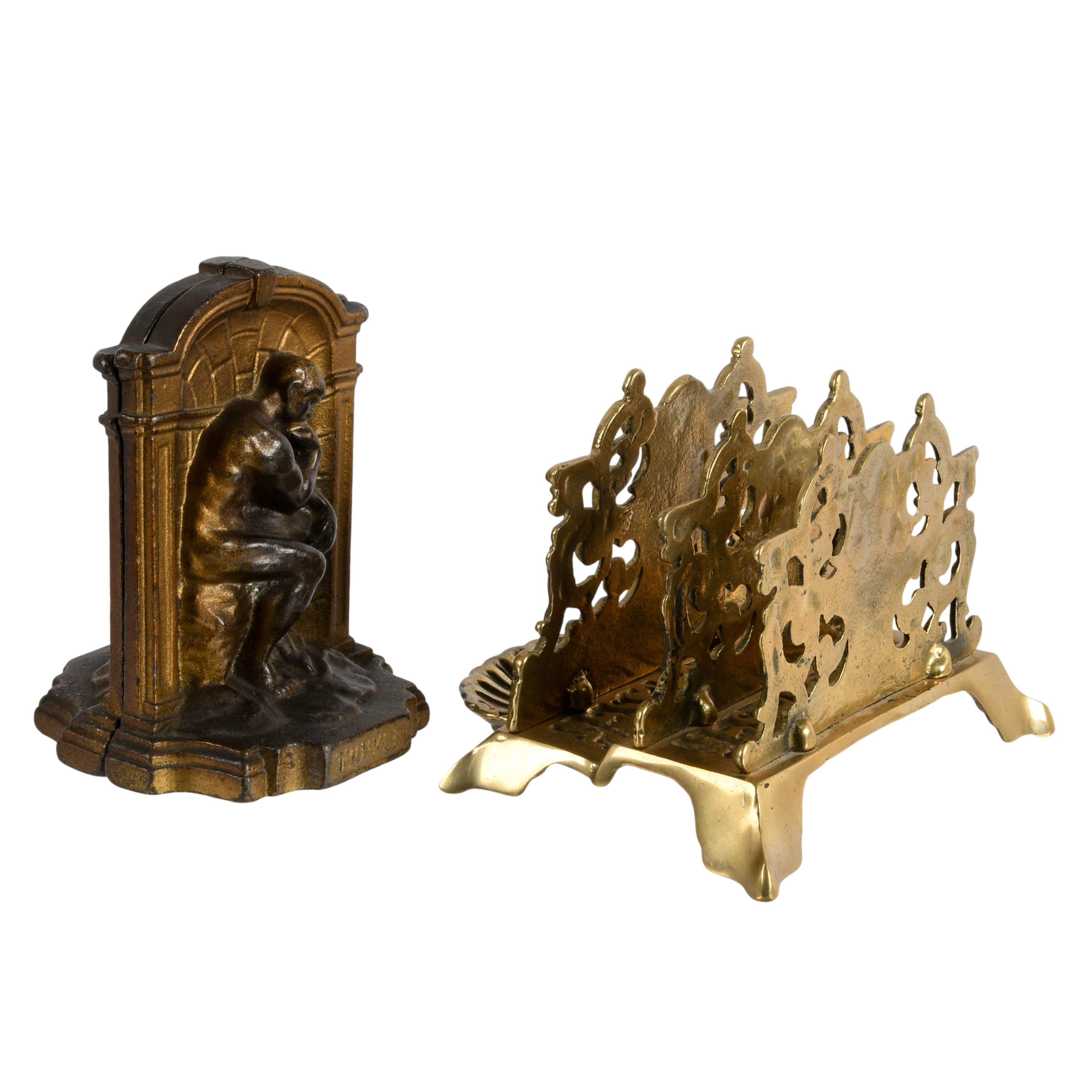Two-Piece Set of Double Letter Rack and Thinker Bookends-3