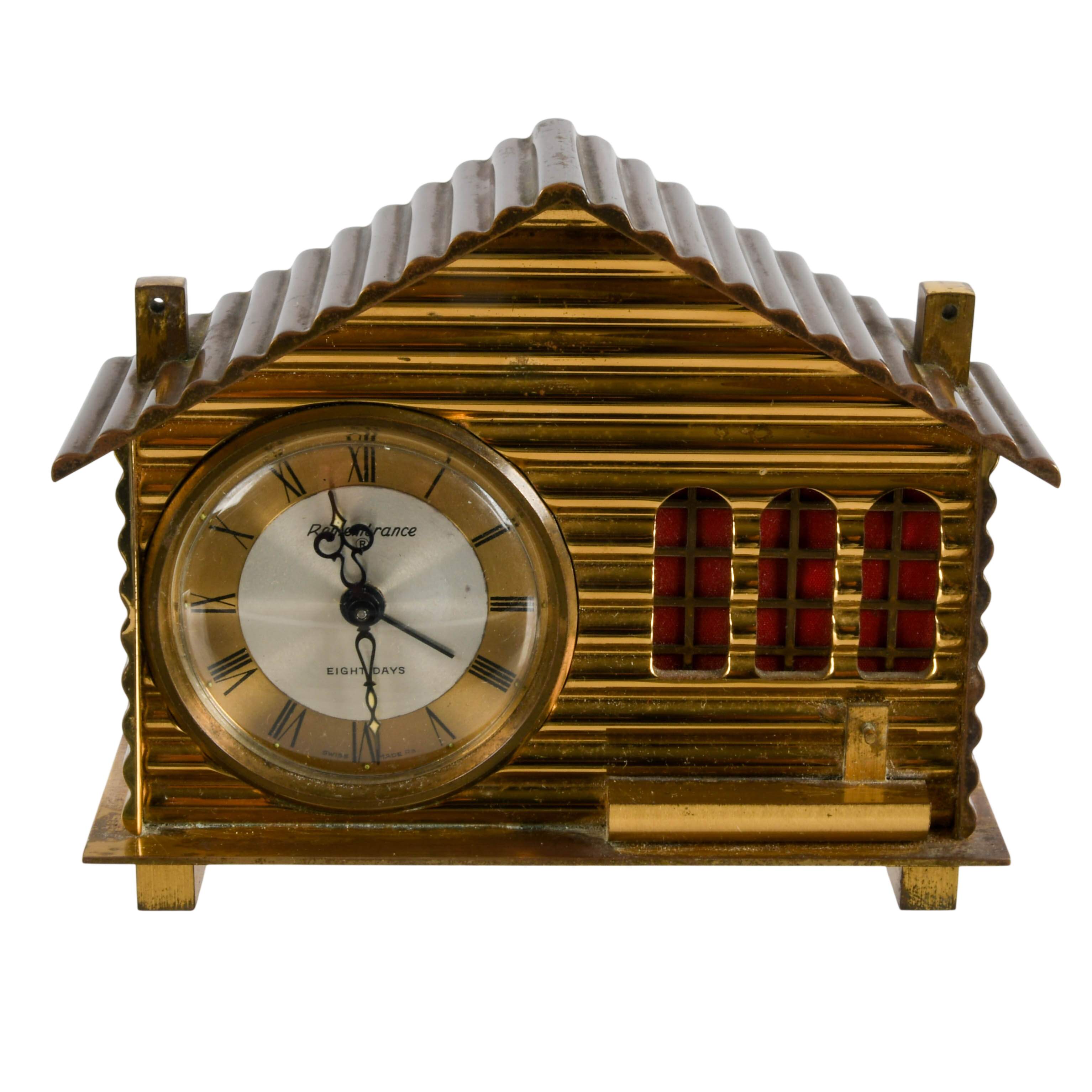 Swiss Chalet Remembrance Eight-Day Clock and Chiantel Swiss Cow Bell-5