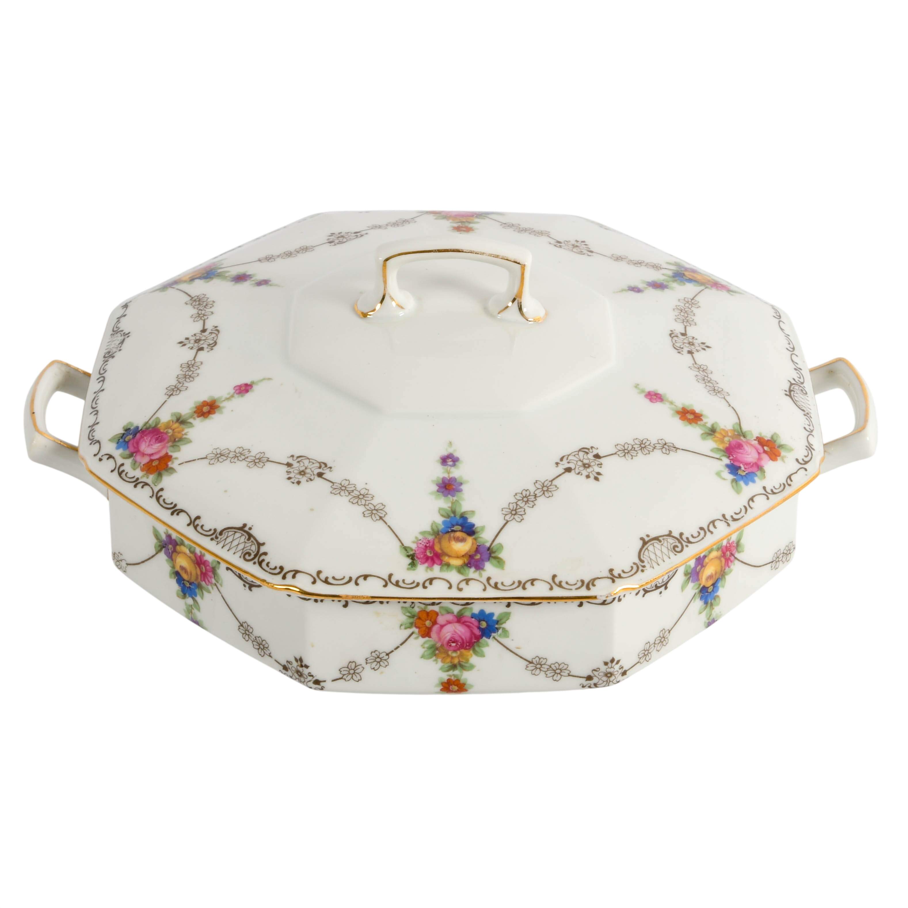 Thirteen-Piece Union T Czecho-Slovakian Made Floral Swags China Set-6