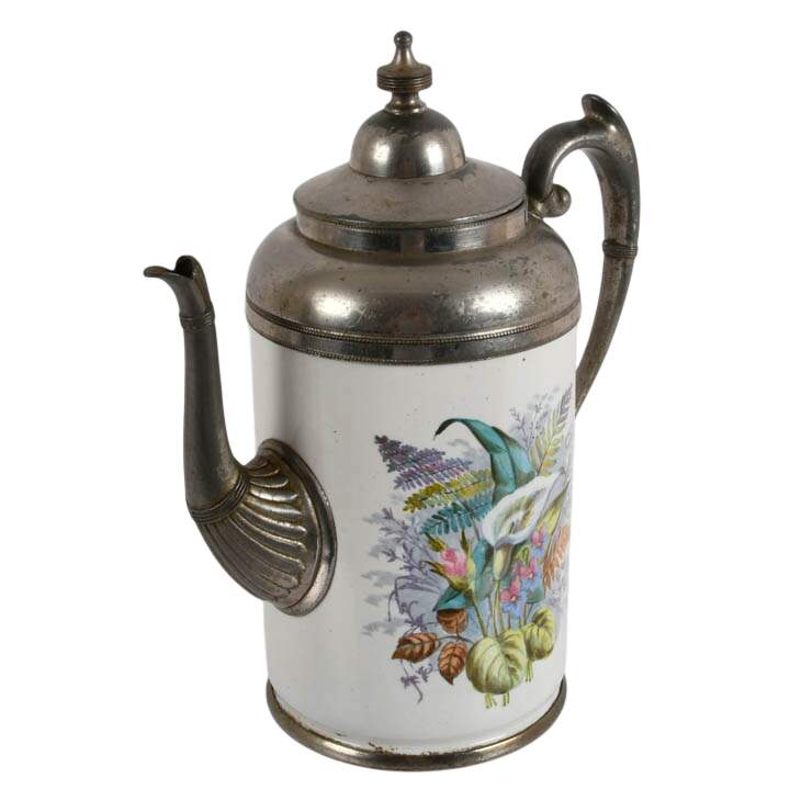 Manning, Bowman & Co. Floral Enameled Pewter Coffee Pot-7