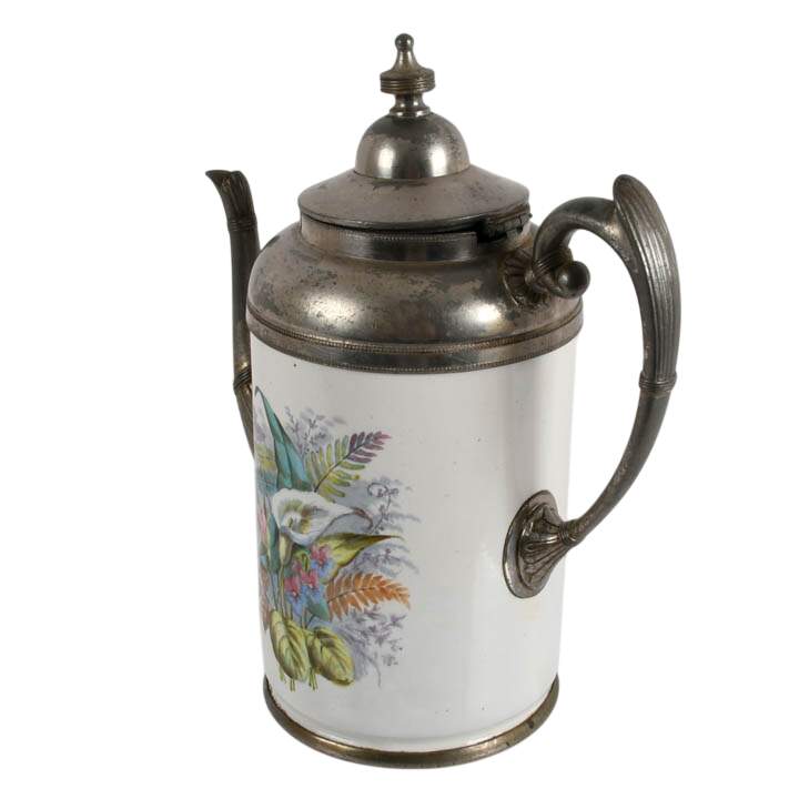 Manning, Bowman & Co. Floral Enameled Pewter Coffee Pot-5