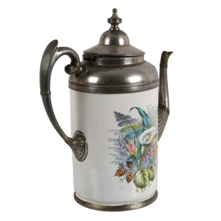Manning, Bowman & Co. Floral Enameled Pewter Coffee Pot-3