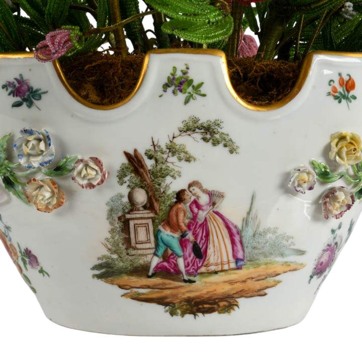 Carl Thieme Dresden Centerpiece Bowl with French-Style Beaded Florals-10
