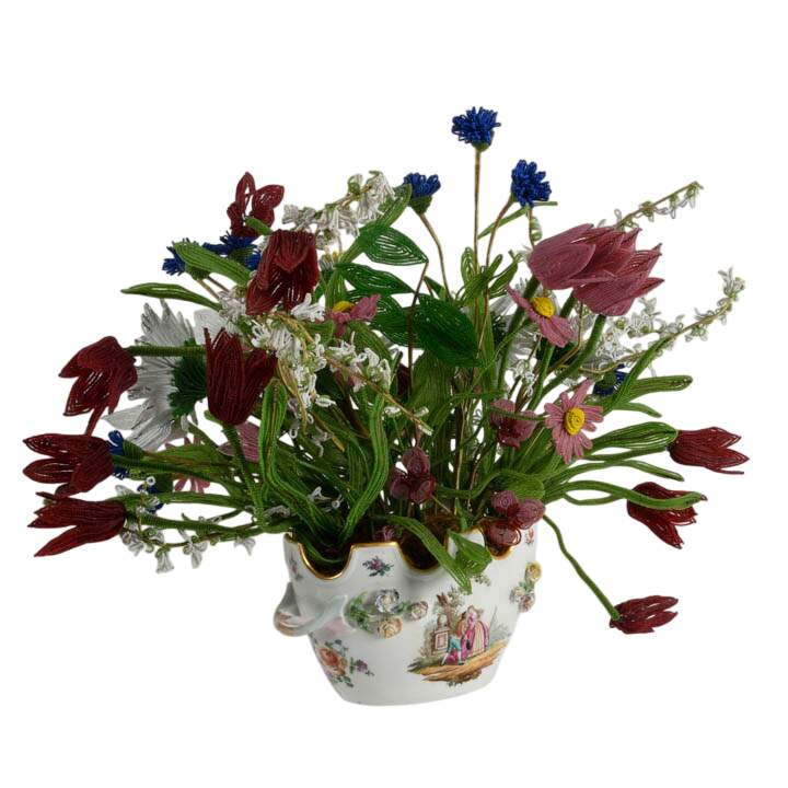 Carl Thieme Dresden Centerpiece Bowl with French-Style Beaded Florals-9