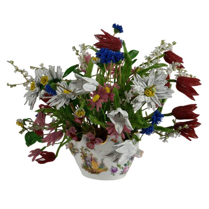 Carl Thieme Dresden Centerpiece Bowl with French-Style Beaded Florals-8