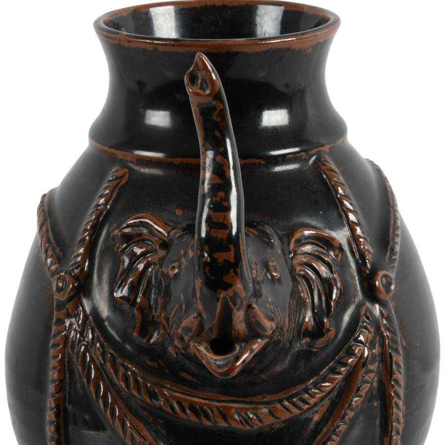 Antique Khmer Empire Elephant Lime Pot-8