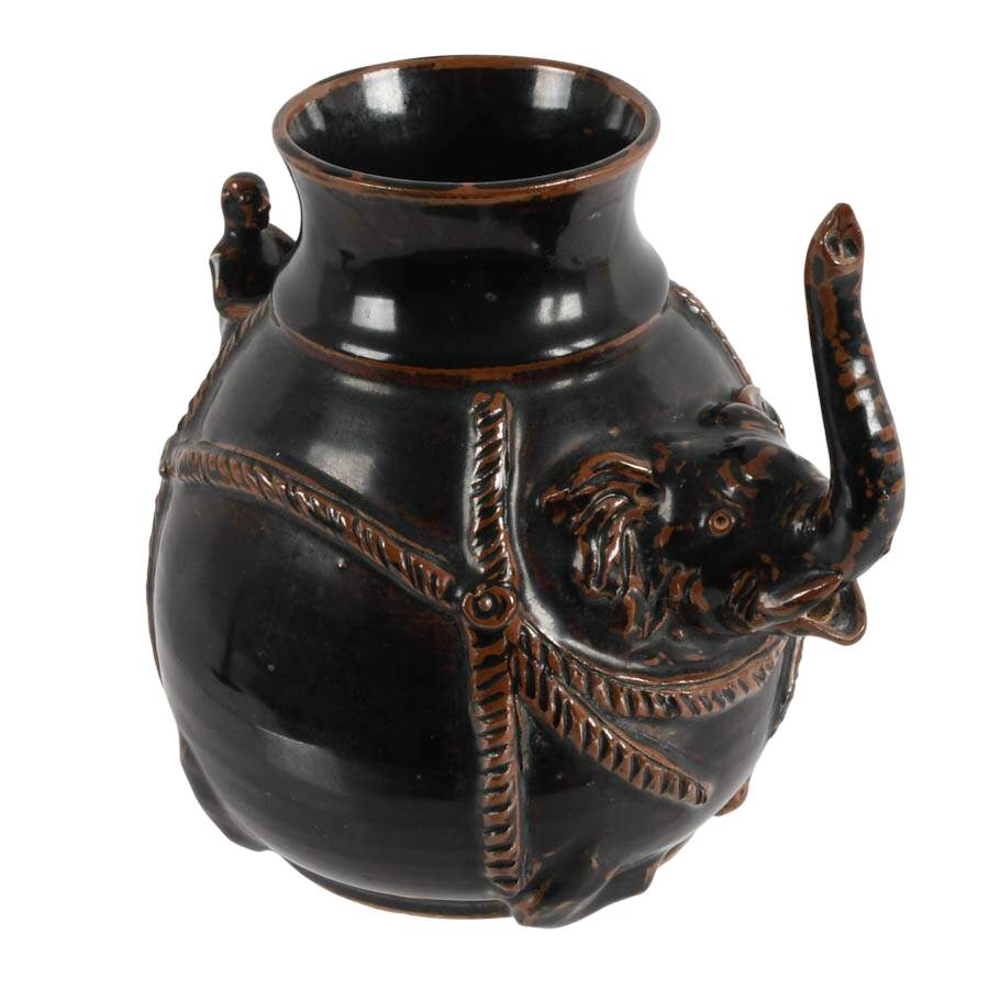 Antique Khmer Empire Elephant Lime Pot-5