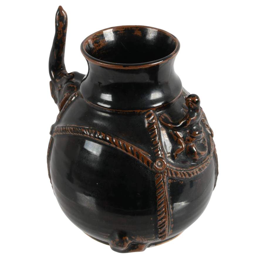 Antique Khmer Empire Elephant Lime Pot-3