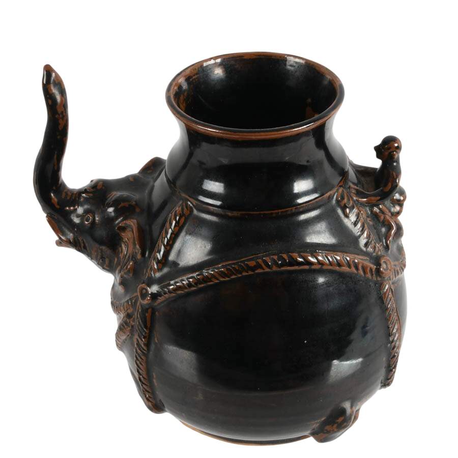 Antique Khmer Empire Elephant Lime Pot-2