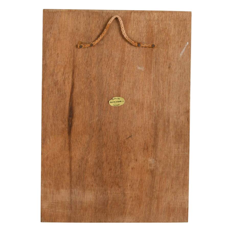 Hand-Carved Wood Plaque Depicting Prayer at the Western Wall-6