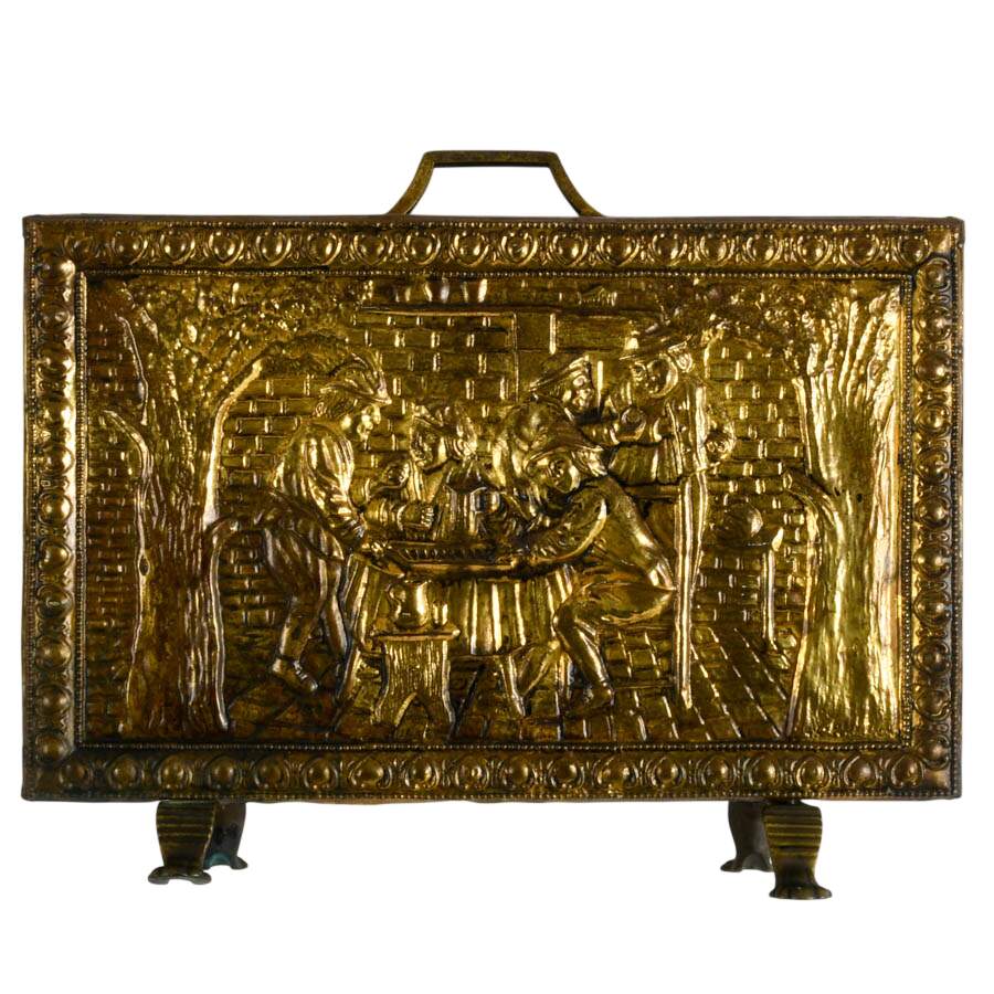 Peerafe English Embossed Brass and Wood Magazine Holder-2