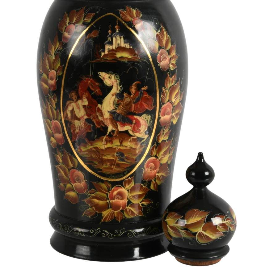 Three-Piece Set of Russian Hand-Painted Folk Décor-5