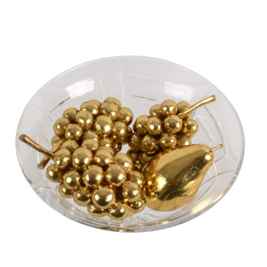 Crystal Centerpiece Bowl with Golden Fruit-2