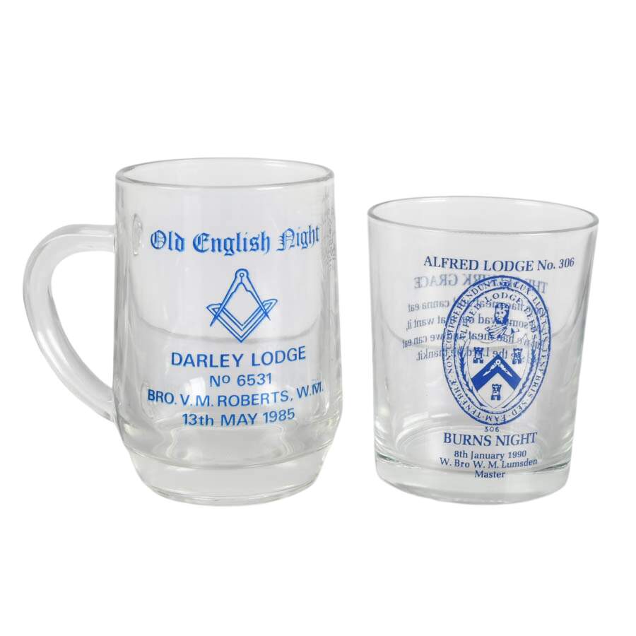 Five Darley Lodge Freemason's Crystal Glasses-7