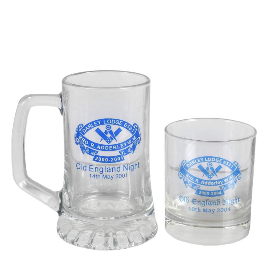 Five Darley Lodge Freemason's Crystal Glasses-4