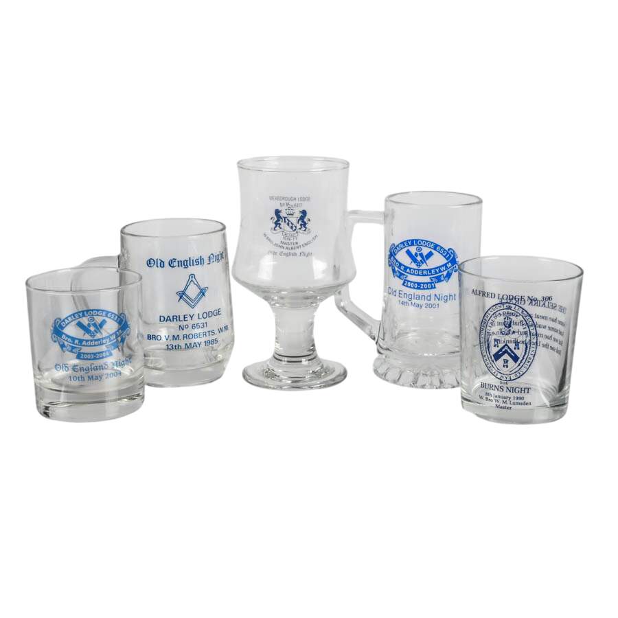 Five Darley Lodge Freemason's Crystal Glasses-1