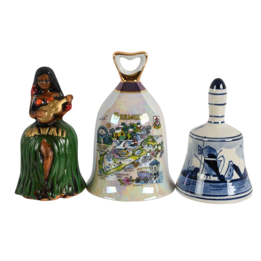 Lot of Ten Porcelain Souvenir Bells-2