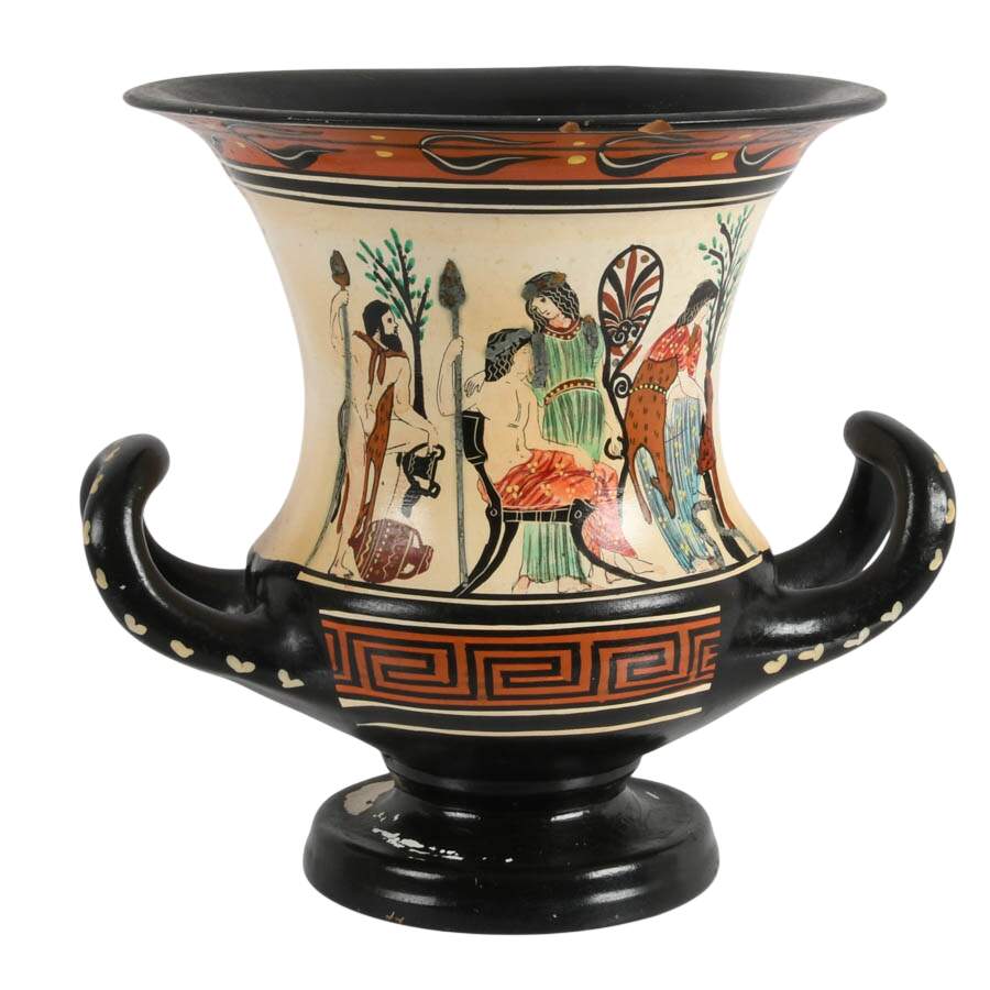 Hand-Painted Terracotta Greek Pottery Vessel-6